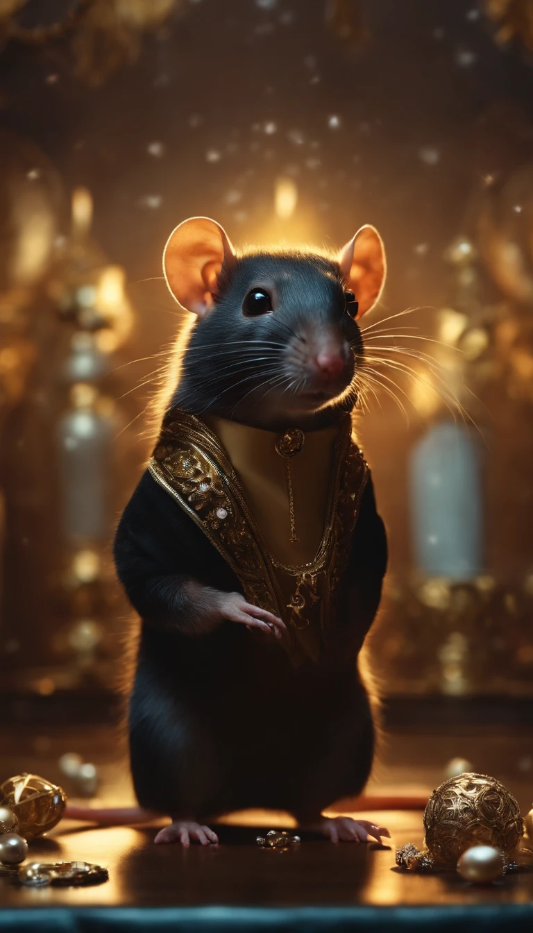 Wise rats,The body is shining,The floor is full of jewelry,Smart and intelligent,adolable。Shiny hair,