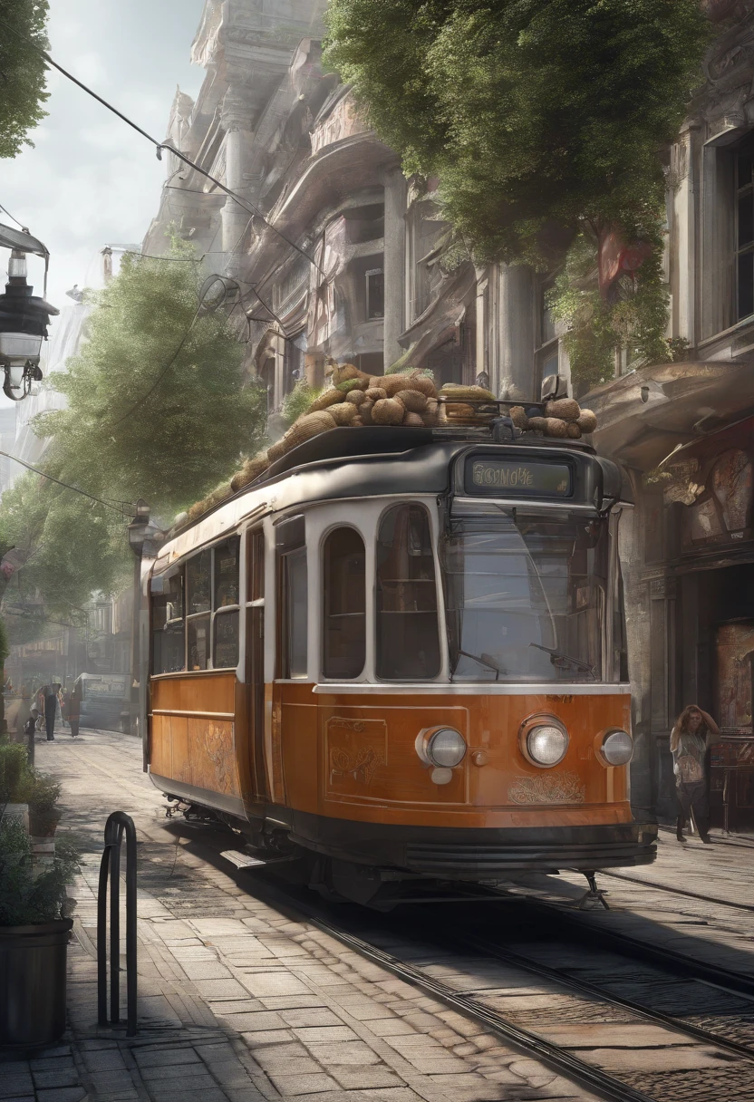New concept short tram,Goods and bicycles can be placed in the back