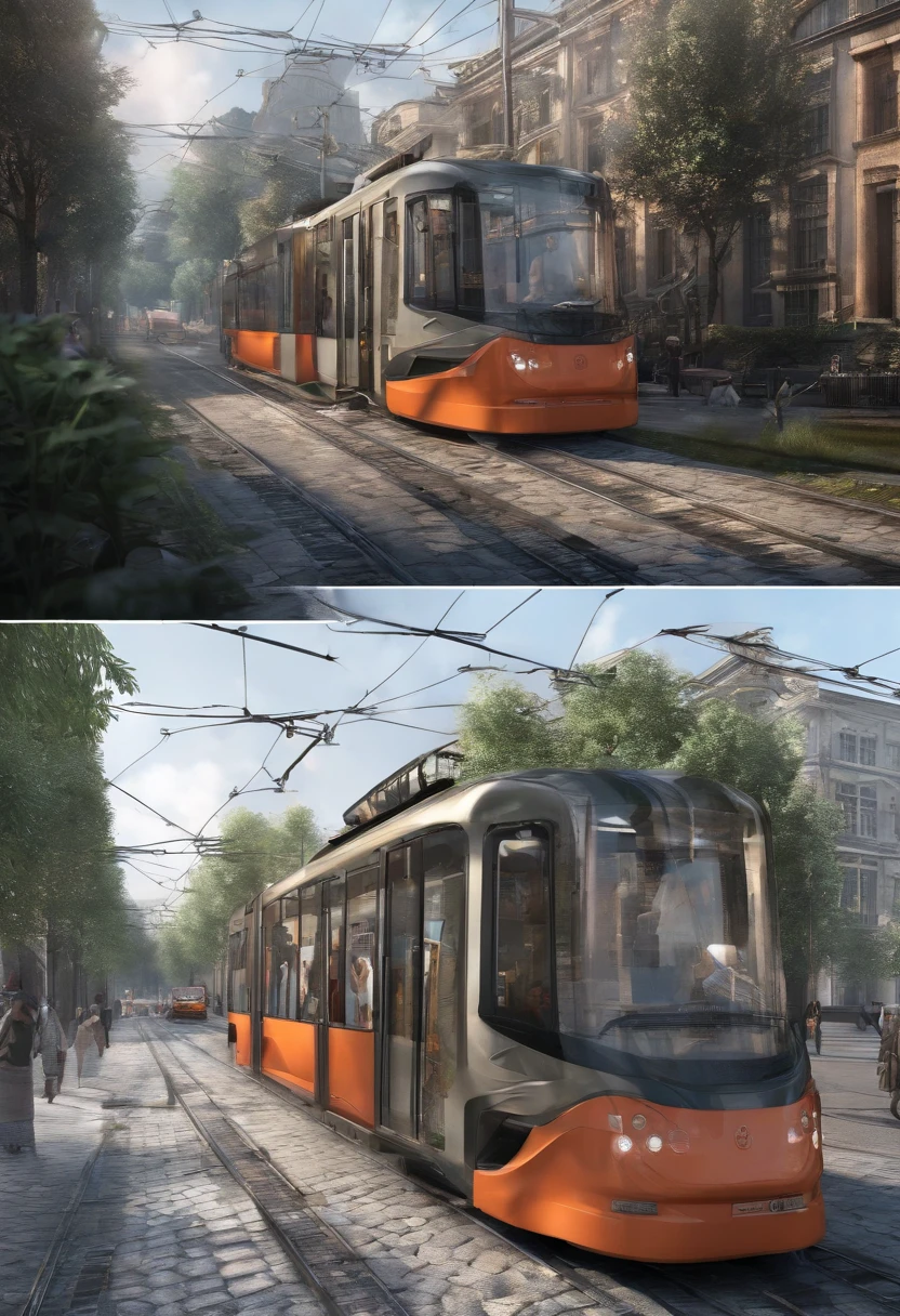 New concept short tram,Goods and bicycles can be placed in the back
