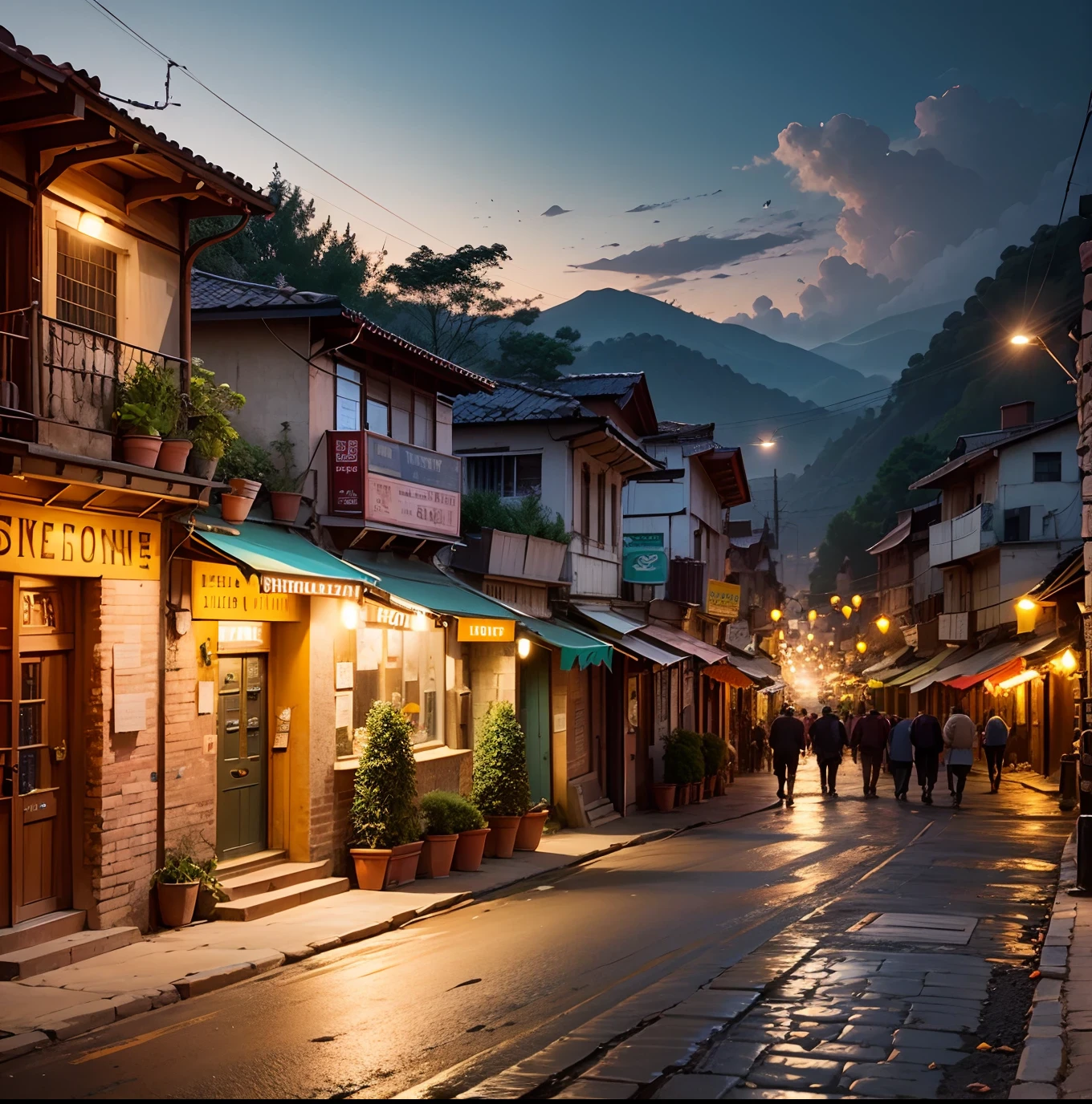 Capture the evening lights of Almora. Showcase the town's transformation as it comes alive with lights and activity after sunset. --auto --s2