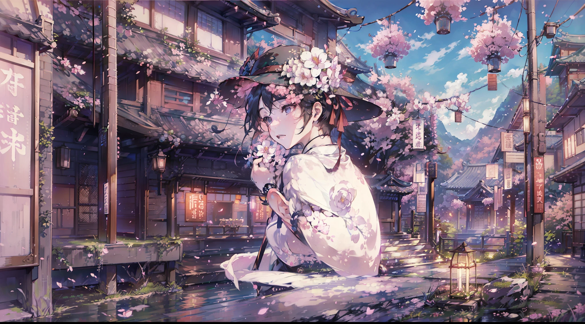 masterpiece、uth、Young man with nervous expression、Young man with a melancholy expression、Young man in withered black suit and hat、Poor figure、Landscape with rusty shades、Old Japan landscape、kyoto、Meiji、Taisho、Taisho romance、stone pavement、Cats、top-quality、hightquality、Highly detailed CG Unity 8K wallpapers、art stations、Digital Illustration、with an intricate、trending、awardwinning photo、depth of fields、nffsw、chromatic abberation、真实感、A highly detailed、trends in the art station、CGsociety Trends、with an intricate、high detal、Dramatic、 8K, 16 K, top-quality, photon maping, Radio City, Photorealsitic, Elaborate CG, Physically Based Rendering, ultra realistic realistic textures, unrealengine5, motion angles、cinematlic lighting, Dramatic Writing, Professional Writing,