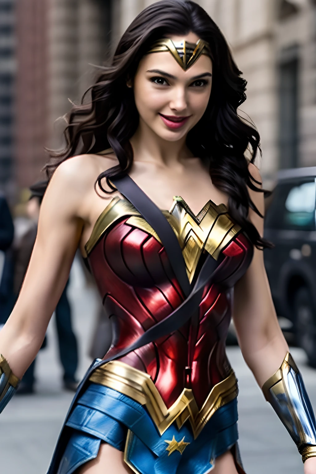 Gal Gadot、a smile、Female sexy、Wonder woman、In the city