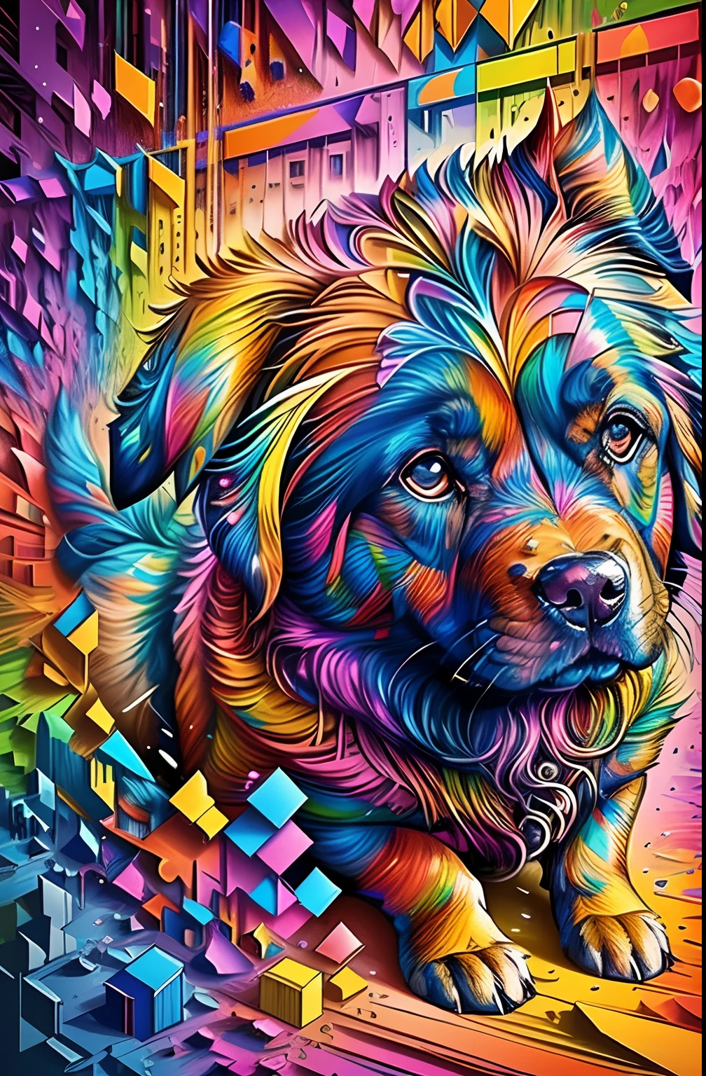 (cachorro labrador ),(melhor pose),(best angle), (better expression), Eduardo Kobra acolchoamento ,multidimensional geometric wall PORTRAIT, arte, Chibi,
Yang08k, lindo, Colouring,
Primary works, qualidade superior, melhor qualidade, Arte Oficial, Beautiful and Aesthetic, pelos coloridos,drooping ears