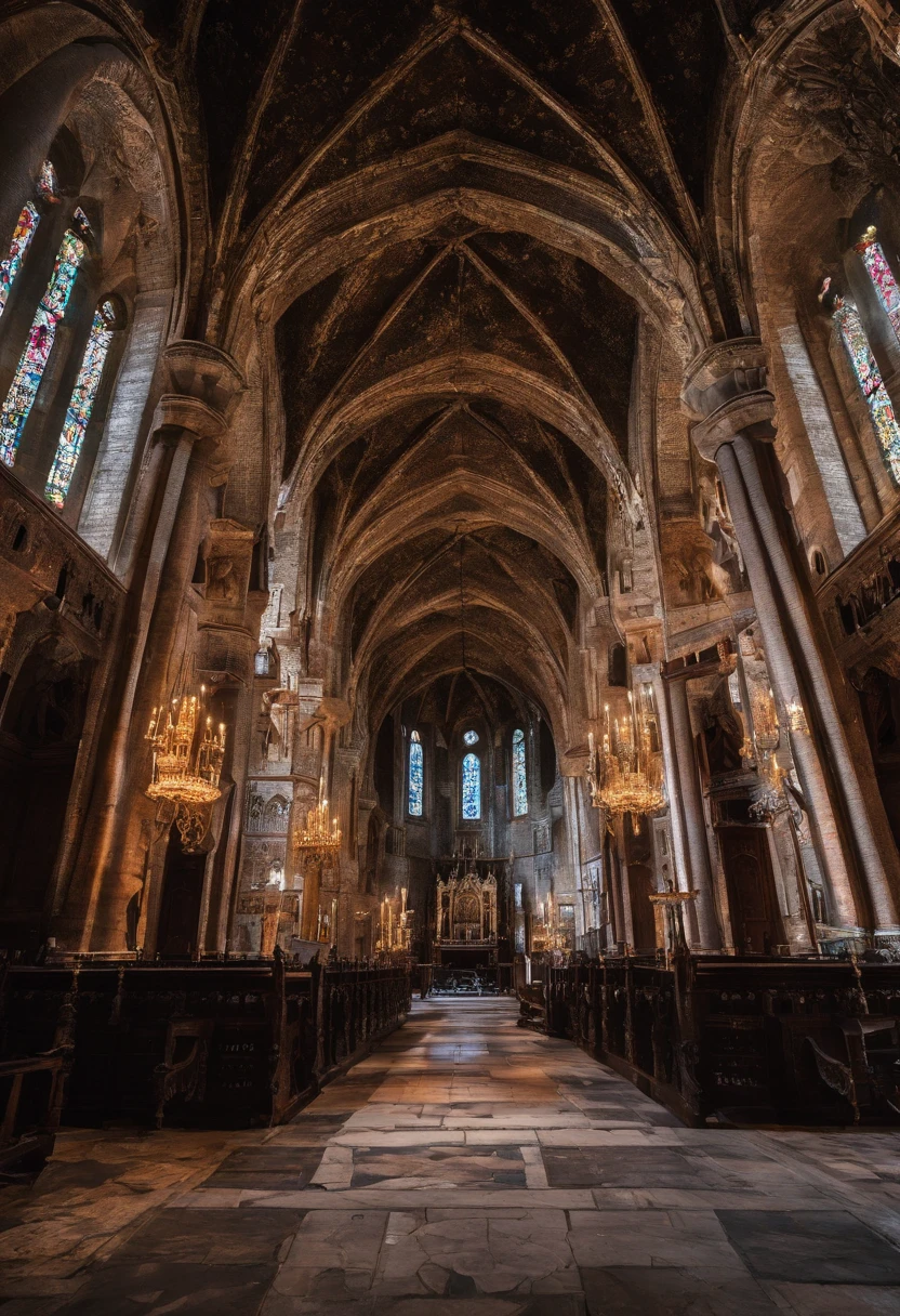 /imagine prompt: color photo of: "Dracula's castle seen from the inside, com toda pompa e estilo sombrio"
,antique and ornate furniture, com detalhes em ouro e veludo negro,
,um grande candelabro pendendo do teto, iluminando o ambiente com suas velas tremeluzentes,
,walls lined with massive tapestries, retratando cenas sombrias e sinistras,
,um trono imponente, esculpido em madeira escura e cravejado de pedras preciosas,
,uma escadaria majestosa, with iron railing, that gets lost in the darkness,
,uma lareira rugindo, casting dancing shadows across walls,
,an atmosphere charged with mystery and tension, como se o ar estivesse impregnado de segredos sombrios,
,Nikon D850 digital camera,
,filme colorido Fujifilm Pro 400H,
,lente Nikon AF-S 24-70mm f/2.8E ED VR,
,Extended exposure technique to capture the details of shadows,
,Tim Burton, Guillermo del Toro, Dario Argento, Edgar Allan Poe —c 10 —ar 2:3