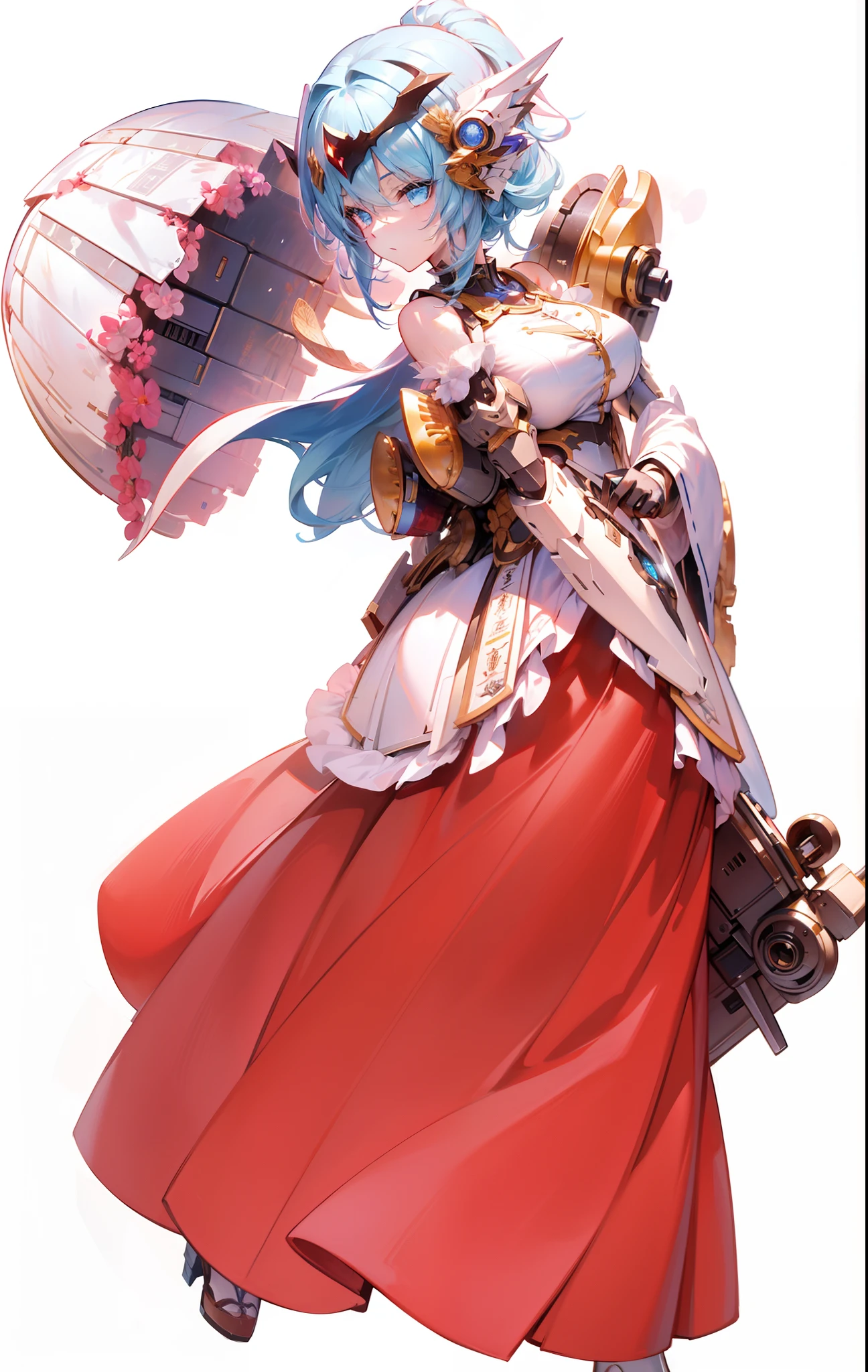 Light blue hair,hentail realism, shadowing,，character sheets, reference sheet, Standing painting, 8K, Super detail, 1080p, Women's HD，Slim，femele, 16k, A high resolution, Best quality, High quality, Anatomically correct, Masterpiece, ccurate, hyper HD，As graceful as a swan，unreal-engine， Ghibli-like colors,   anime big breast,  Standing painting, angle of view,Mecha girl，Yarn skirt，ssee-through，