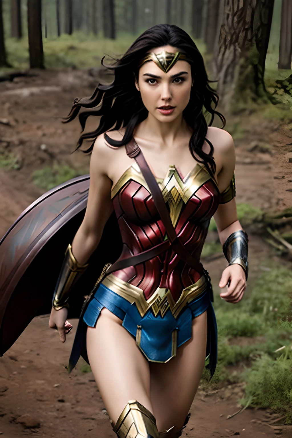 Gal Gadot as Amazon warrior in the Amazon jungle
