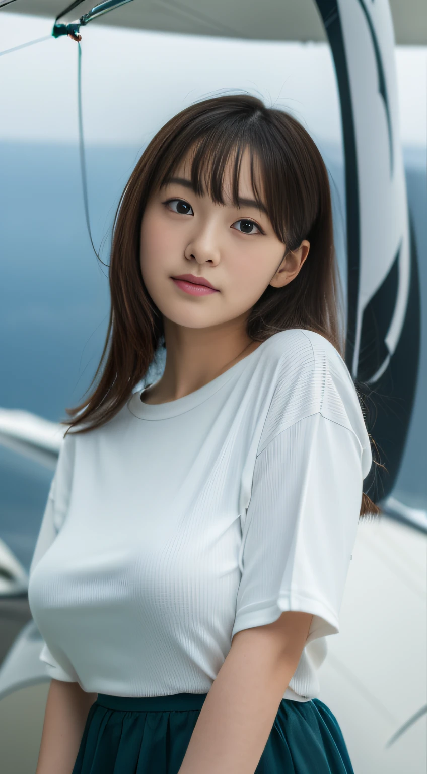 ((Hang Glider))、(​masterpiece、top-quality) 、kawaii、(Colossal tits:1.2)、((20 year old woman:1.2))、Young adorable Japan face, ,Soft portrait shots,in 8K,、Young cute gravure idol