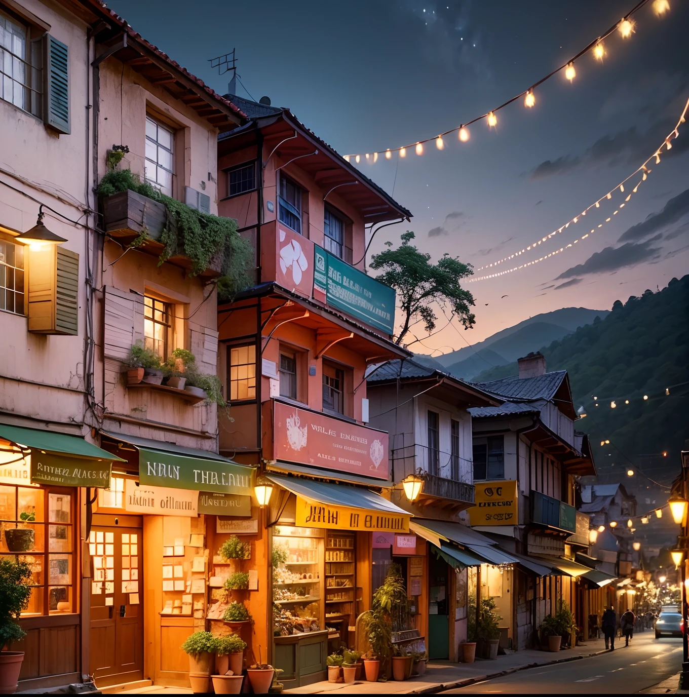 Capture the evening lights of Almora. Showcase the town's transformation as it comes alive with lights and activity after sunset. --auto --s2