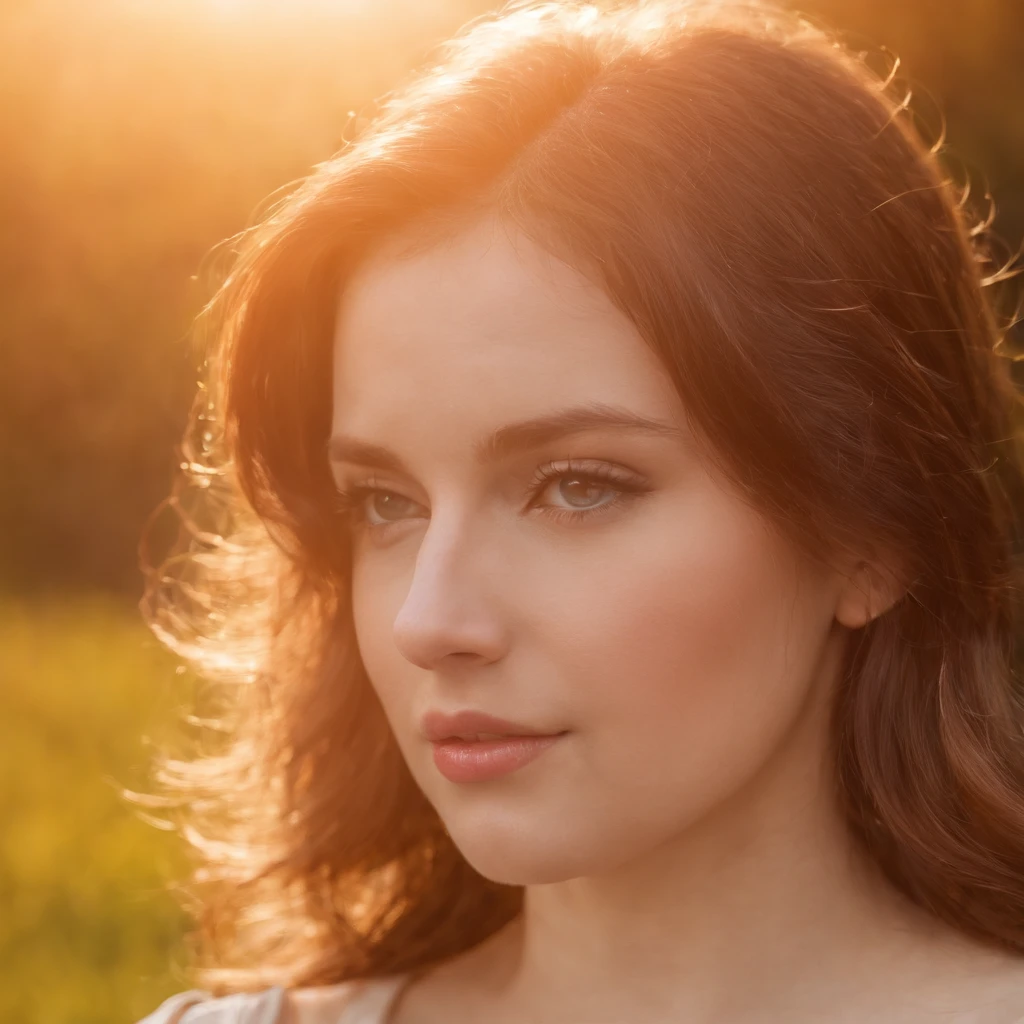 kiddy big breasts, adolable, sideface, Look at the sun, radiating with light, Romanticism, Op art, sparkle, god rays, ray tracing