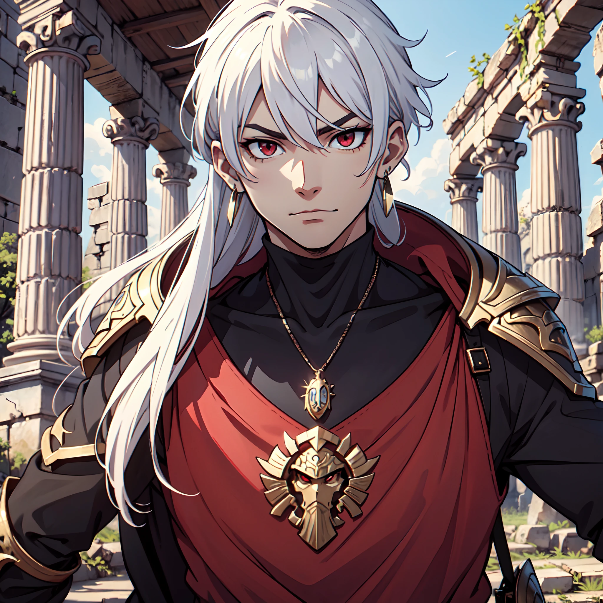 128K Ultra High Definition,
128K Ultra High Quality,
128K Ultra High Resolution,
128K Resolution,
Hyper Detailed,
Hyper Quality,
Hyper Definition,
Perfectly Detailed,
Perfectly Designed,
Masterpiece,
1 Boy,
Anime,
Handsome,
White Hair,
Red Eyes,
Wearing Earrings,
Wearing Necklace,
Armored With Spartan Armor,
Ancient Ruins Background,