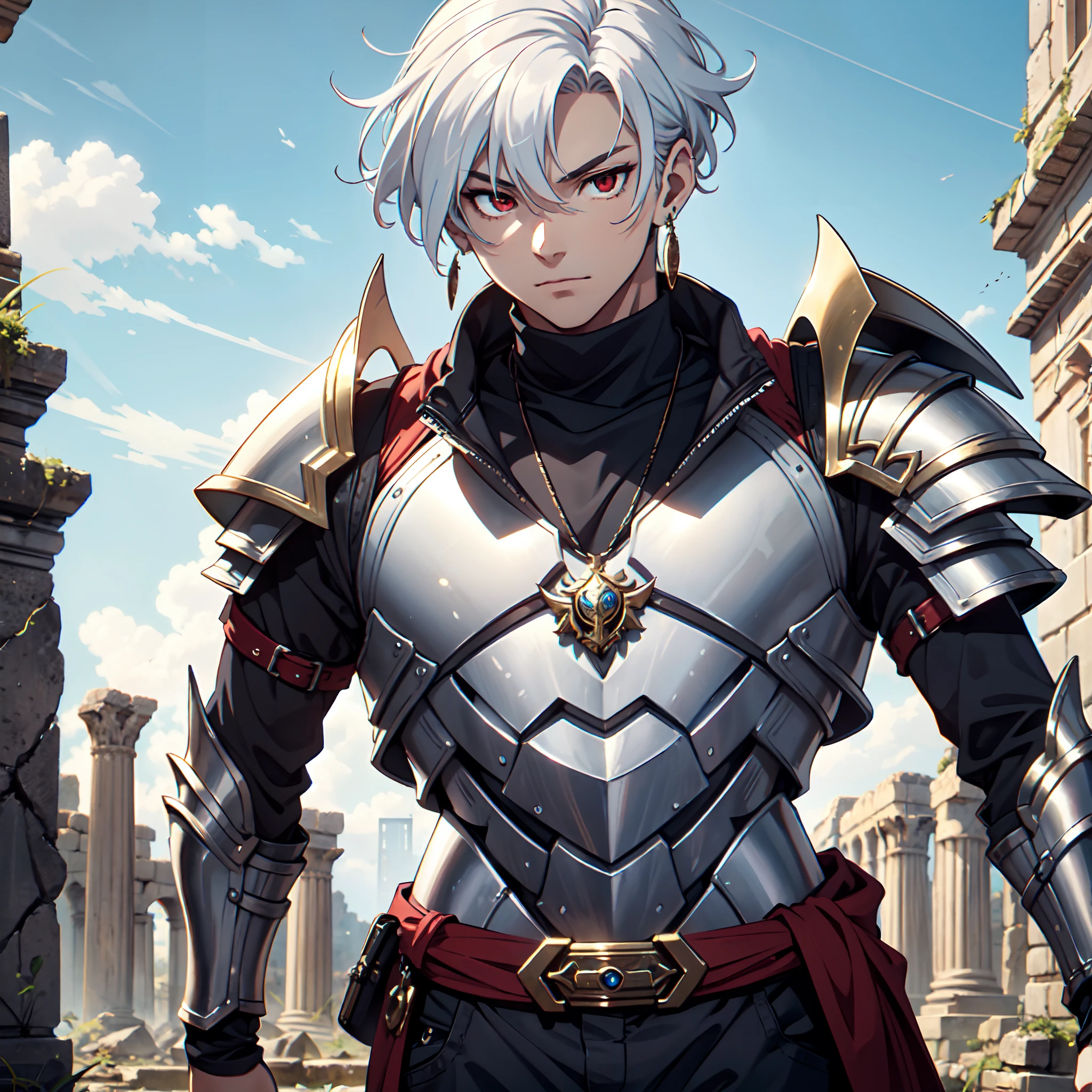 128K Ultra High Definition,
128K Ultra High Quality,
128K Ultra High Resolution,
128K Resolution,
Hyper Detailed,
Hyper Quality,
Hyper Definition,
Perfectly Detailed,
Perfectly Designed,
Masterpiece,
1 Boy,
Anime,
Handsome,
White Hair,
Red Eyes,
Wearing Earrings,
Wearing Necklace,
Armored With Spartan Armor,
Ancient Ruins Background,