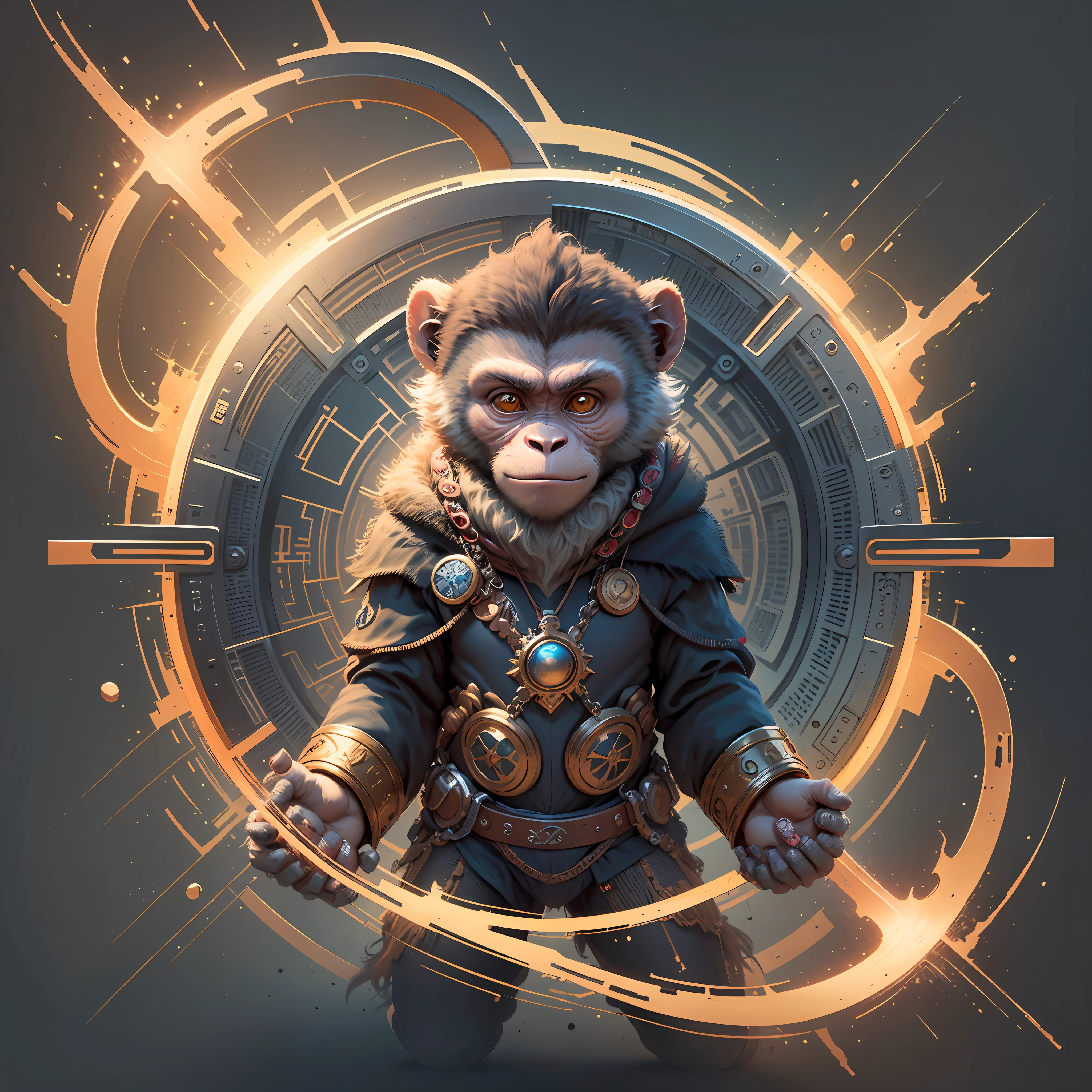 **Create vector logo, monkey, front face, outlined, centered design, Leonardo Difusion reference, Midjourney reference, 8k resolution, Graphics Engine 5, 3D image,  full frame --auto --s2