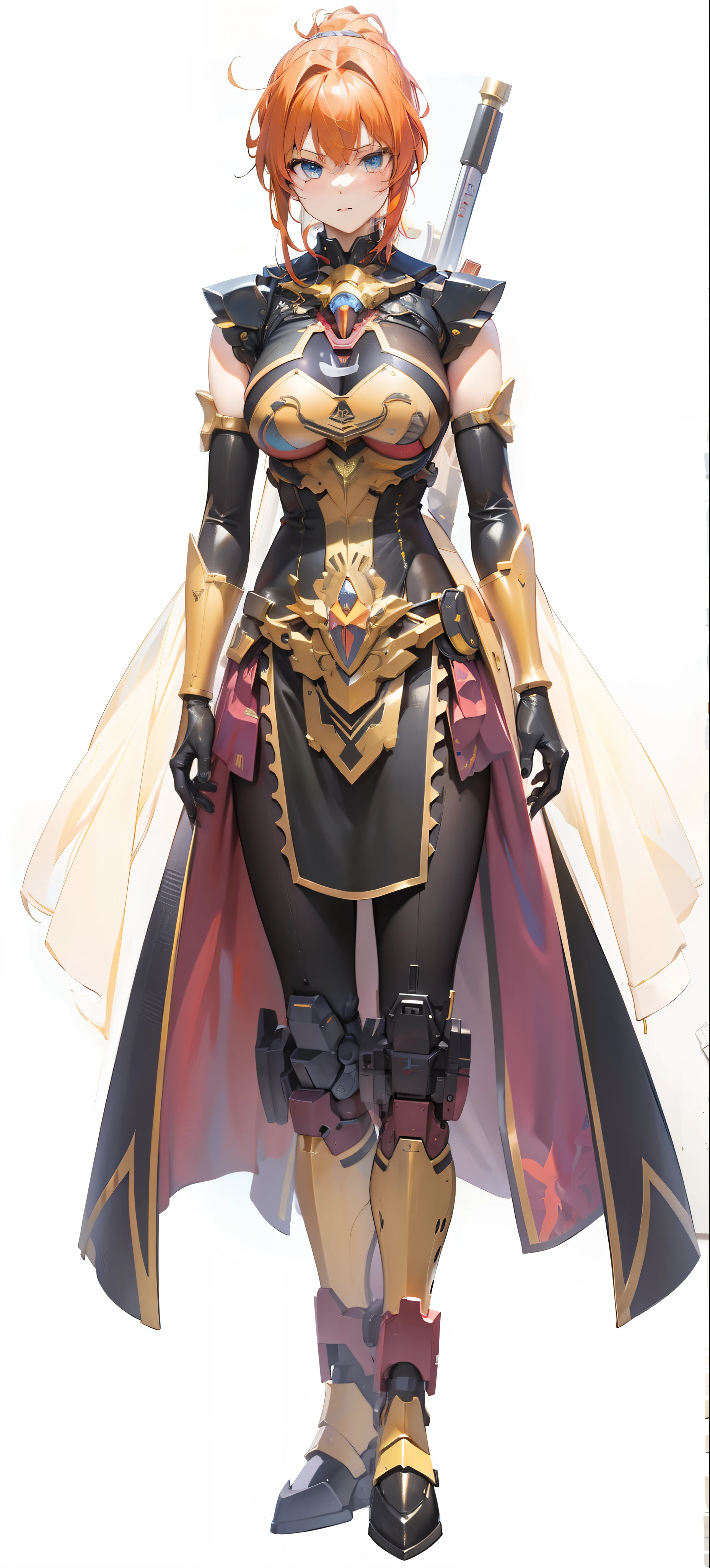 Orange hair,hentail realism, shadowing,，character sheets, reference sheet, Standing painting, 8K, Super detail, 1080p, Women's HD，Slim，femele, 16k, A high resolution, Best quality, High quality, Anatomically correct, Masterpiece, ccurate, hyper HD，As graceful as a swan，unreal-engine， Ghibli-like colors,   anime big breast,  Standing painting, angle of view,Mecha girl，Yarn skirt，ssee-through，