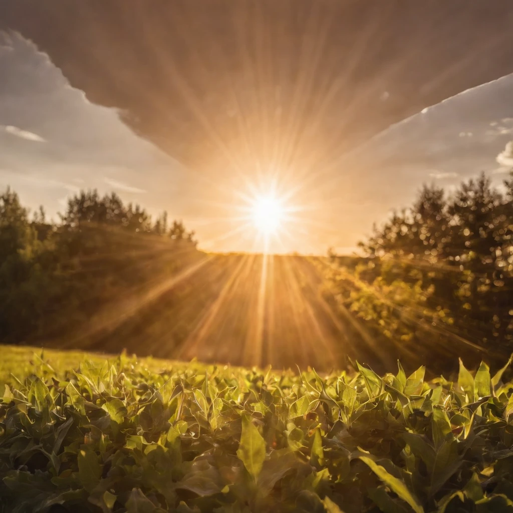 Eyes look at the sun, Romanticism, sparkle, god rays, ray tracing