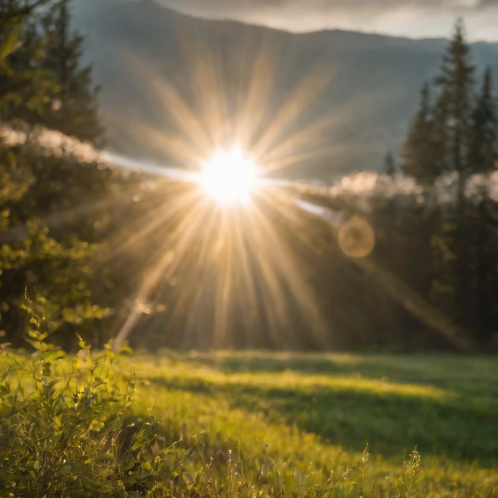 Eyes look at the sun, Romanticism, sparkle, god rays, ray tracing