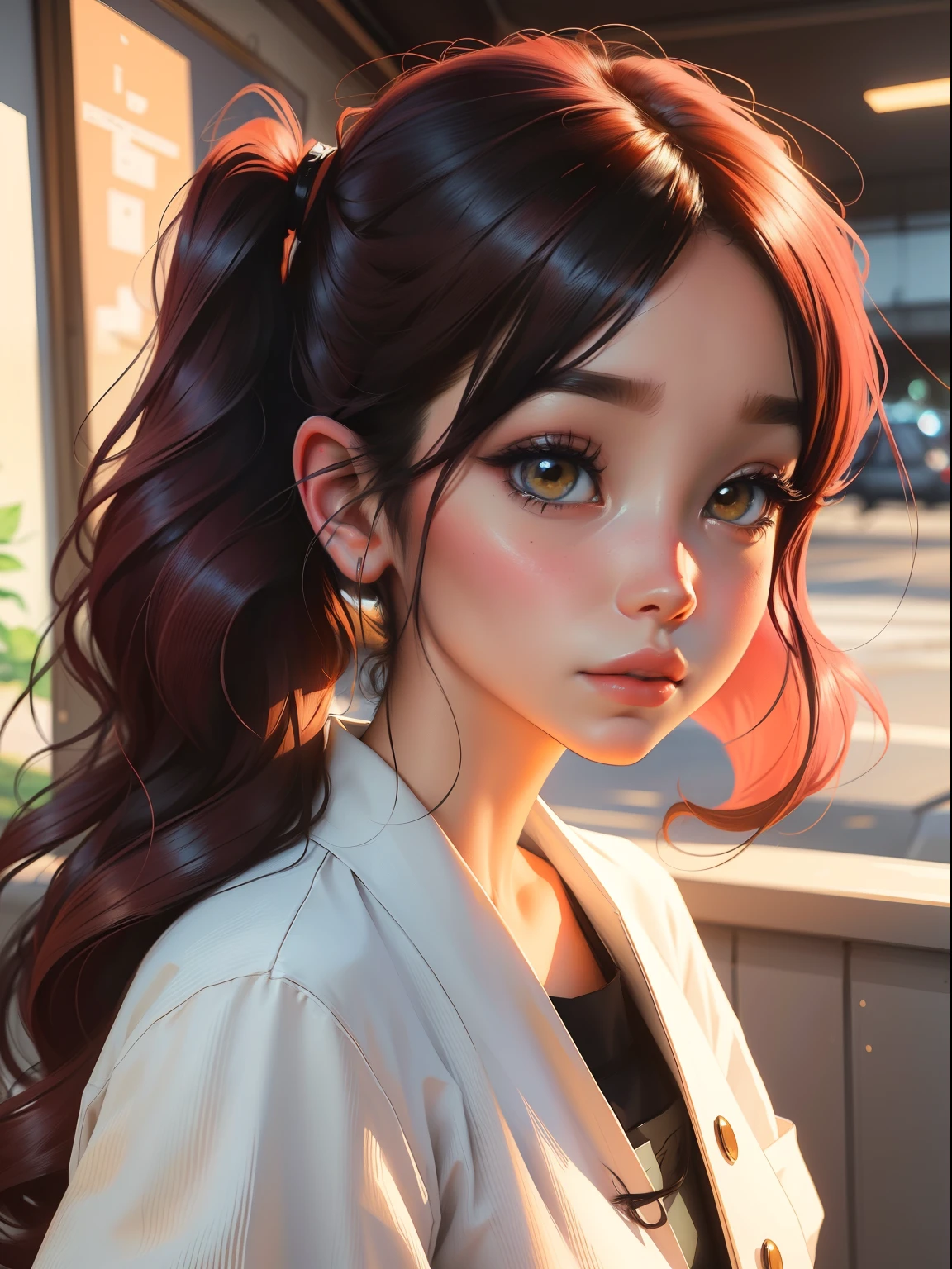 um close up de uma pessoa com cabelo rosa e camisa branca, retrato bonito do anime, cabelo rosa twintail e olhos cianos, retrato detalhado da menina do anime, Estilo de arte anime bonito, Estilo anime bonito, retrato impressionante do rosto do anime, realistic anime art style, menina anime bonita, menina anime retrato, Retrato de uma garota de anime, arte de anime realista
