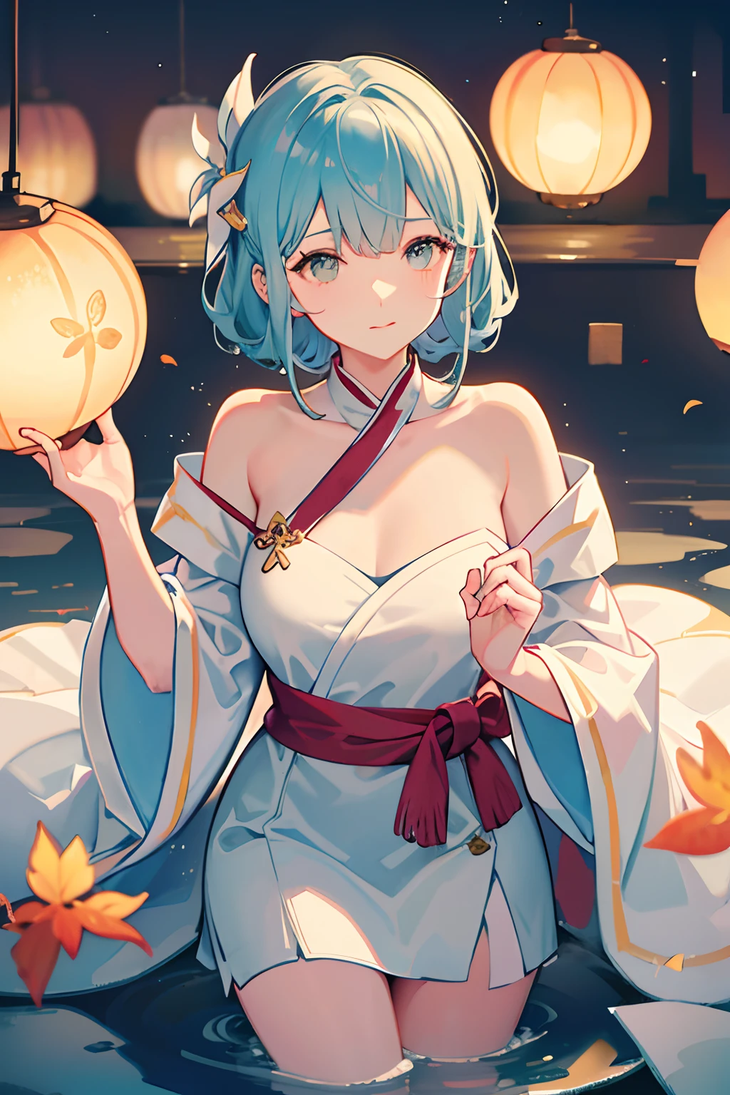the watercolor style，（soft blending）：1.2， Flowing colors，Fantastic wash， delicate textures，organic shapes， atmosphere depth，Mid-Autumn Festival，Raised sexy