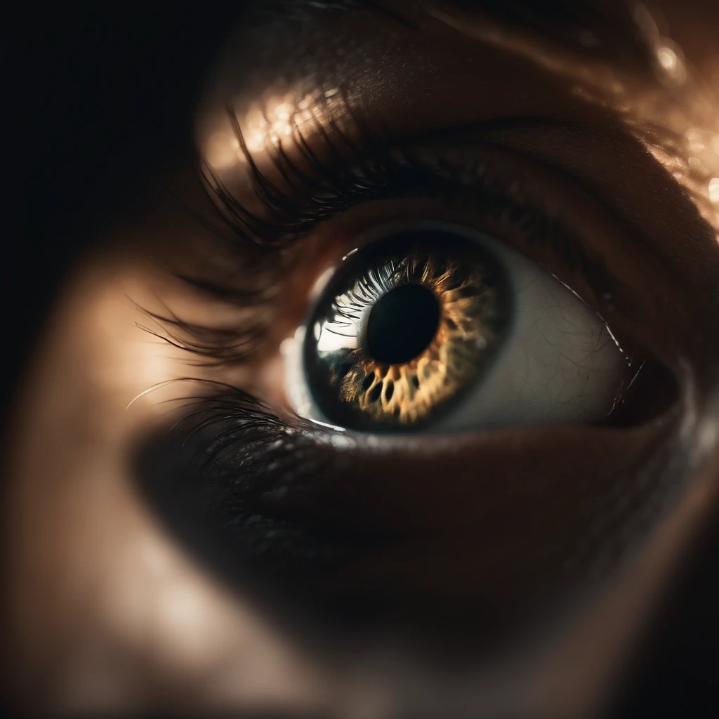 Human eye lighting, Romanticism, sparkle, god rays, ray tracing