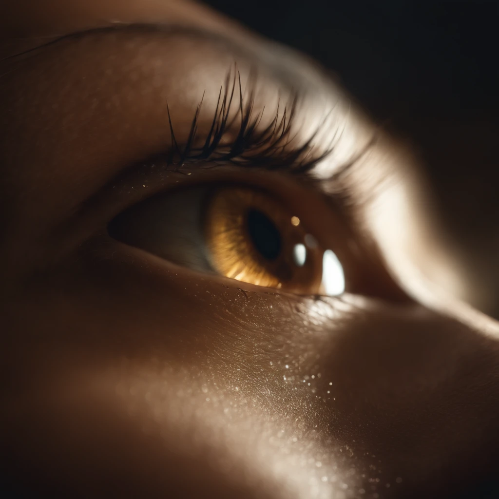 Human eye lighting, Romanticism, sparkle, god rays, ray tracing