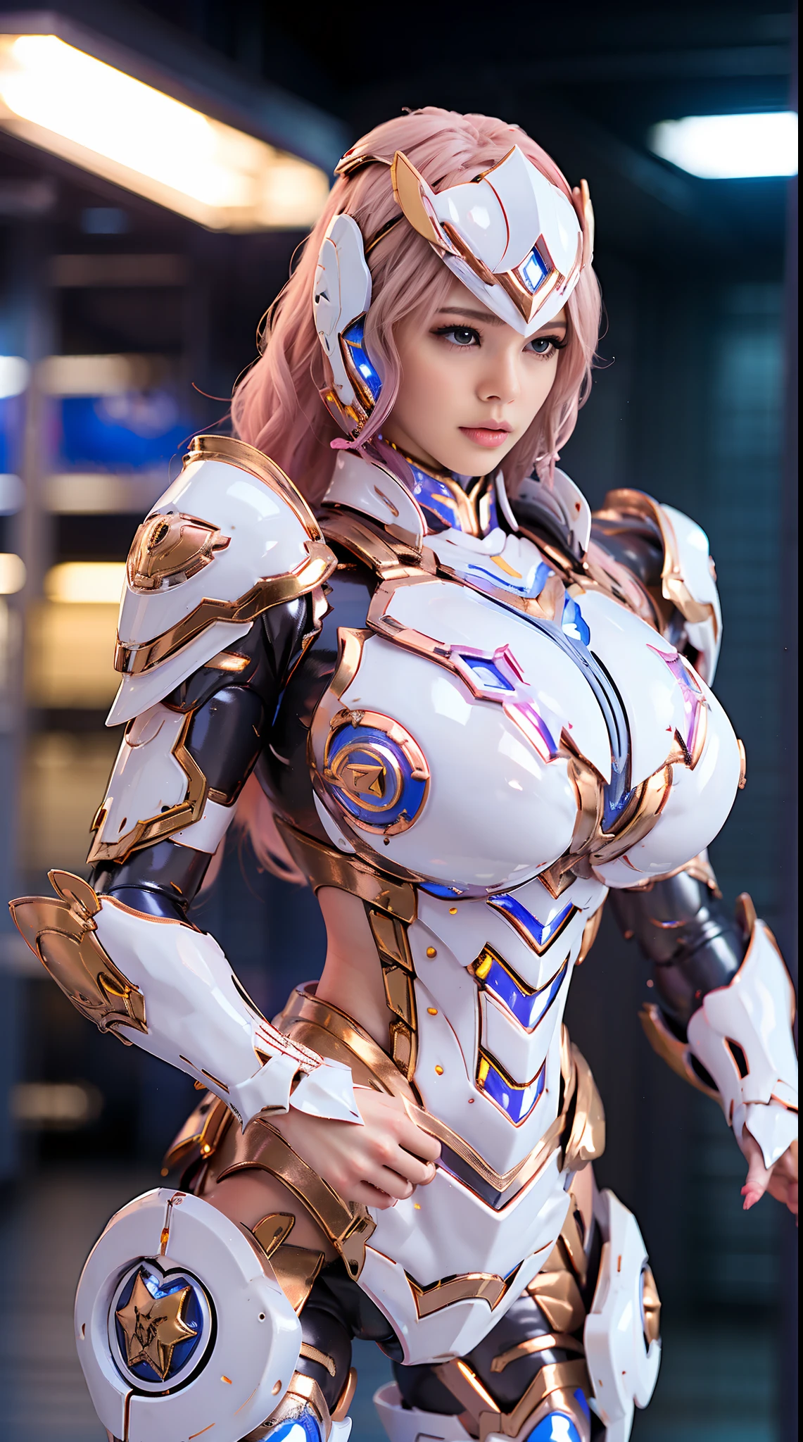 SUPERGIRL, HUGE BOOBS, MECHA HEAVY ARMOR, TRANSPARANT, MUSCLE BODY, SEXY.