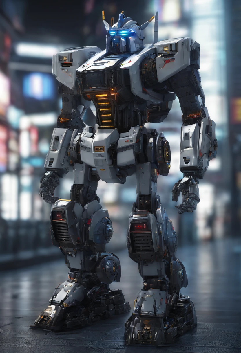 Gundam mecha , science fiction, front view, Sense of technology, C4D, Oc renderer, unreal engine, high detail, industrial design, 8k HD, studio light, retro ,look like wall-E and R2D2