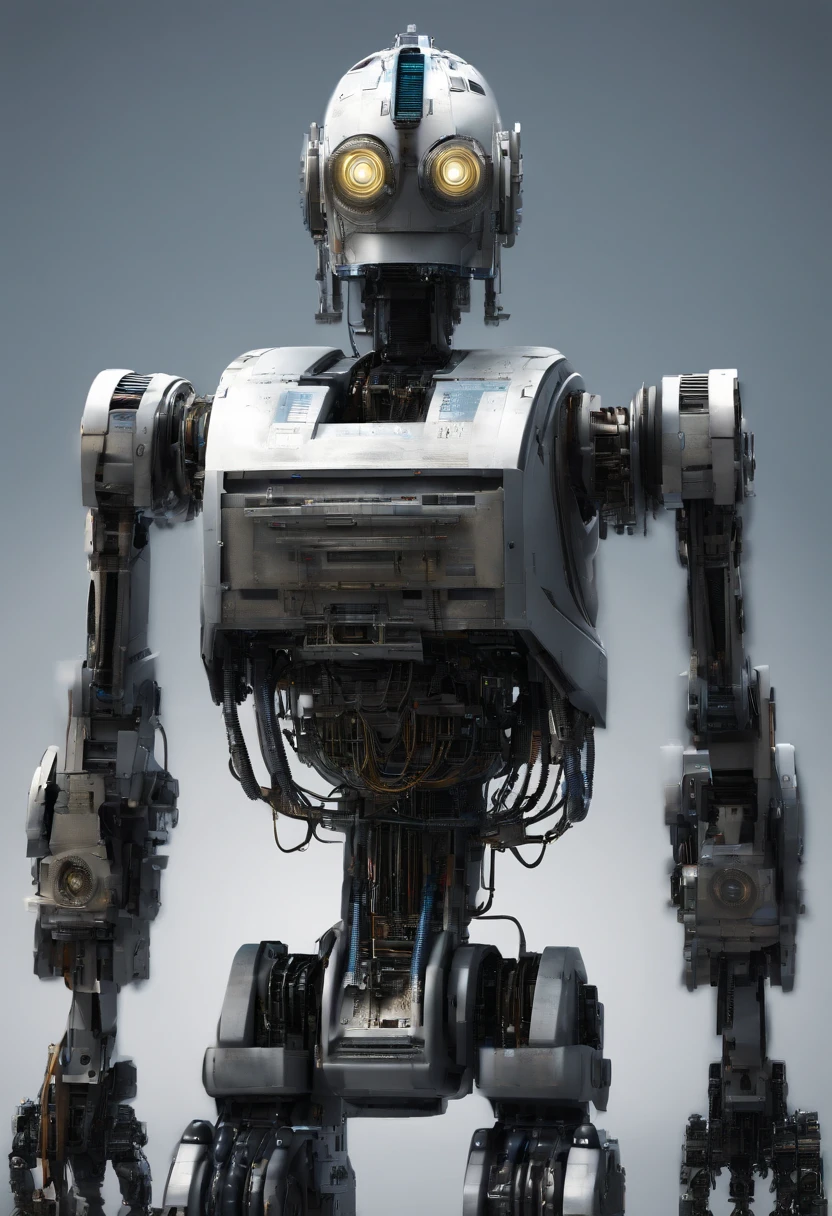 a robot, com corpo translucido, in a future dead city, escrevendo no livro, na sala com livros, wide vision, ultra realista, altamente detalhado, pintura digital, arte conceitual, suave, foco nítido, tiro grande angular , Wall-E , R2D2 , babysitter, cute , with a cute baby ,