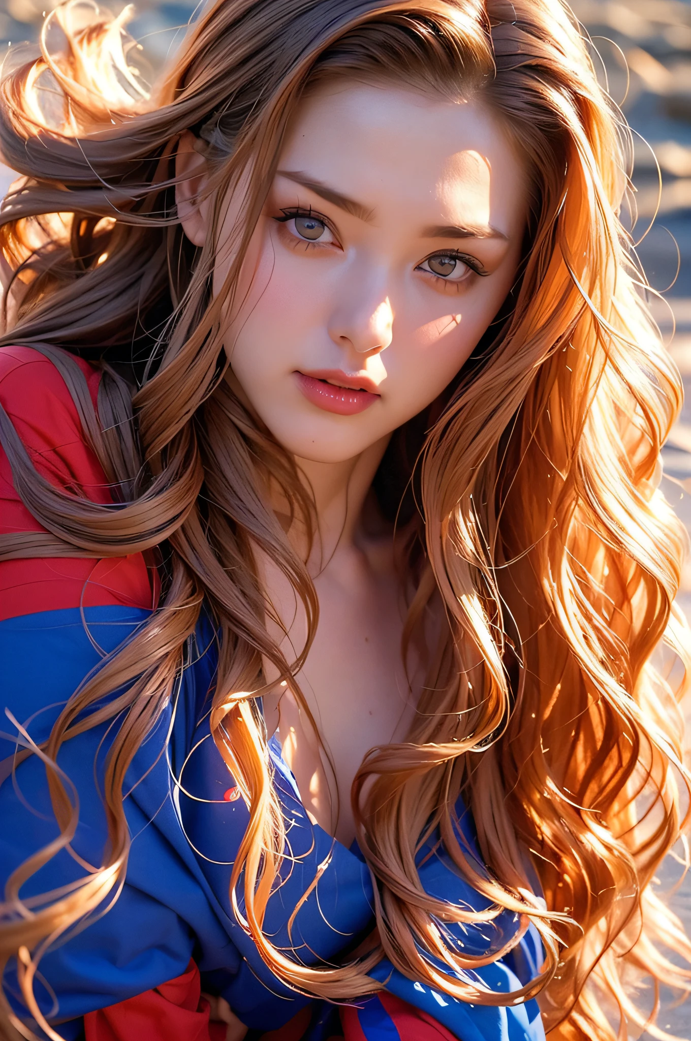 (terrifying:1.3) close photograph, cherrynobodysd15, (Beautiful face:1.1), (25-years old:1.5), Detailed eyes, dynamicposes, (Large eyes:1.0), (Toned body:1.1), (Long wavy hair:1.2), Naked, Wearing (Panties:1.1), Sandy beach, (primary colours:1.3)