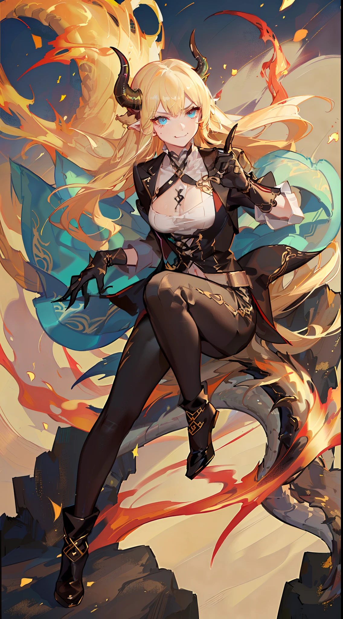 ((masterpiece, best quality)), close-up, straight on, face focus,((1 girl)), {long hair}, ((big breasts)), standing,  hair ornamen, gloves, (incredible absurdity), gilded frame, (detailed light),lighting, colorful, layered backgrounds, (gothic architecture), pond, (gorgeous background), dynamic angle, delicate background, (shine),ganyu, twin horn, bare shoulder, bodysuit
