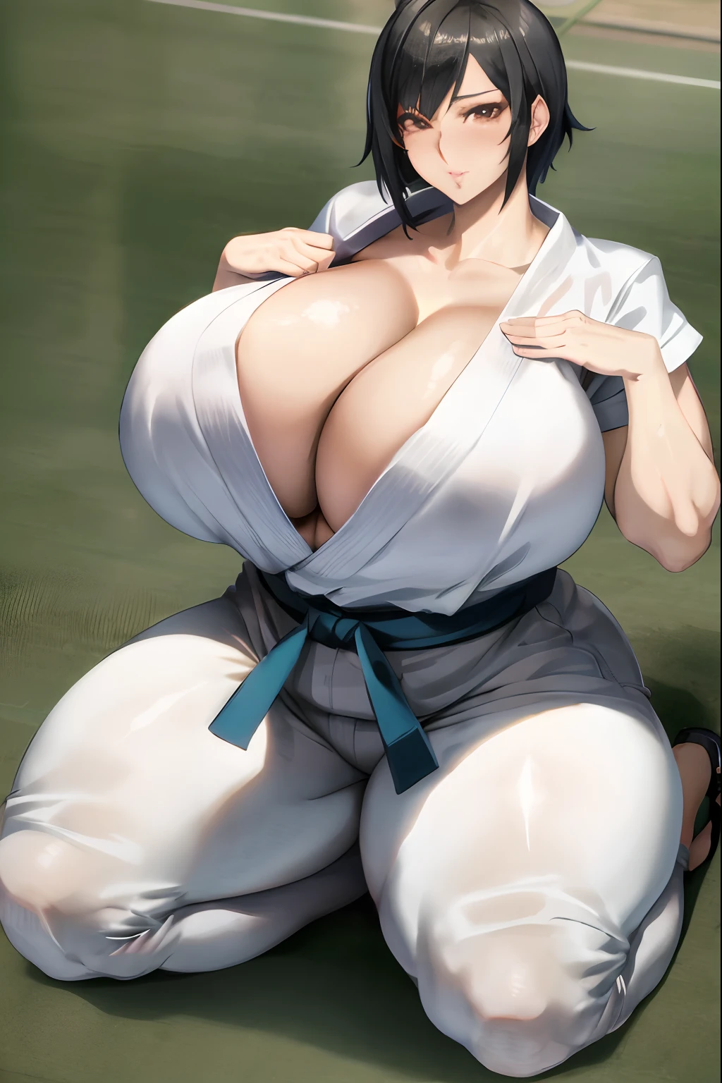 Anime – style image of busty woman sitting on tennis court, oppai, Chic, Makoto, oppai proportions, makoto shinka, [ 4 k digital art ]!!, (SFW) safe for work, Strongest Pose, chun li at the gym, SFW huge breasts, Big breasts!, cutesexyrobutts, Big breasts!!, Voluptuous body, curvy body, Tifa Lockhart, Naughty anime style, plus size model, Scruffy body,Erotic cartoon style body, Married woman's big ass,Eros of a married woman, Married woman style, Married woman atmosphere