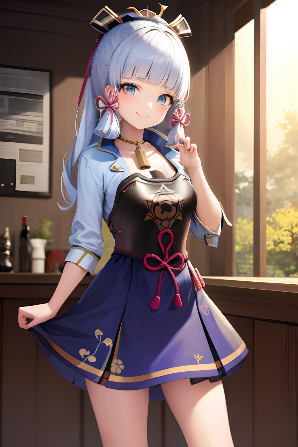 masterpiece, highres, best quality, 1girl solo, kamisato_ayaka, smile, ropa interior