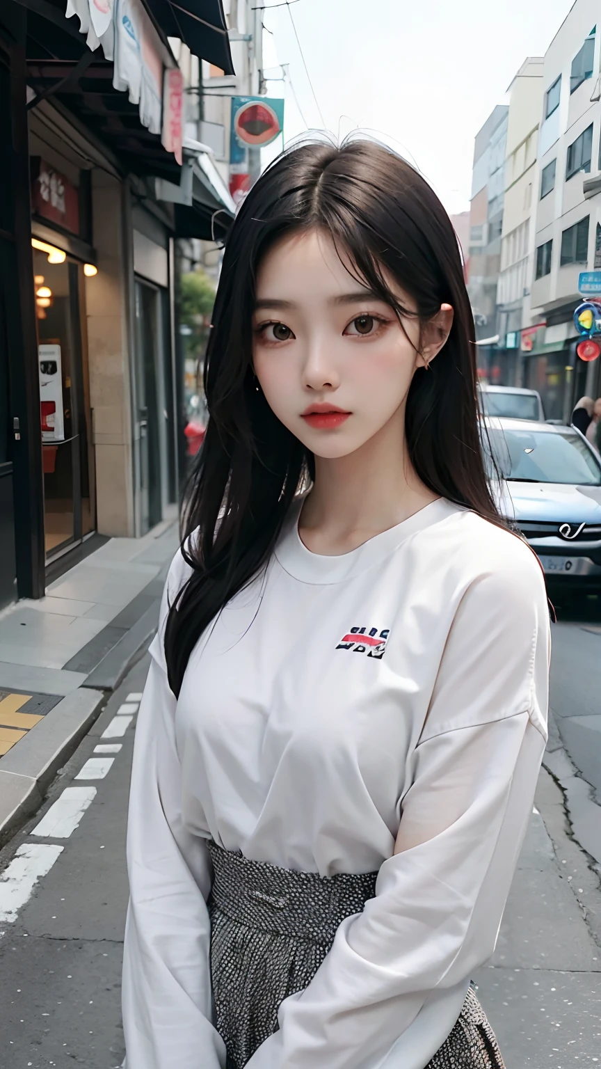mix4, 20d, solo, long_hair, shirt, dress, high_heels,full_body, look_at_viewer, (8k, RAW photo, highest quality, masterpiece:1.2), (realistic, photorealistic:1.37), professional lighting, photon mapping, radio city, physically based rendering,