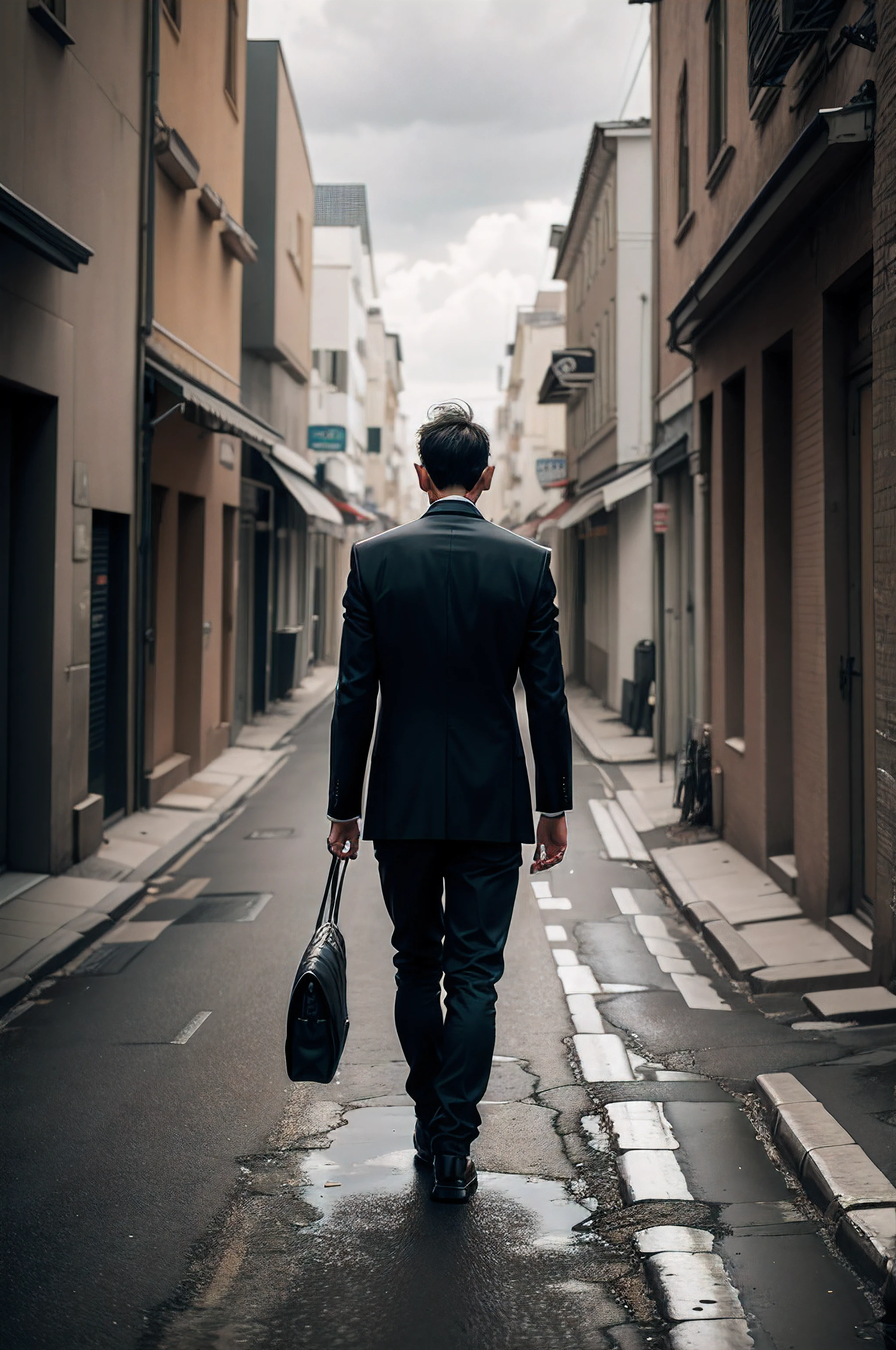 One man,Rear view,mournful,lonely,Walking
