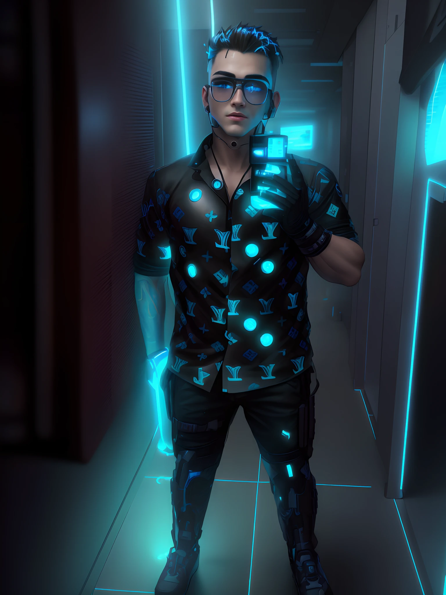 Handsome boy, cyberpunk, change background,