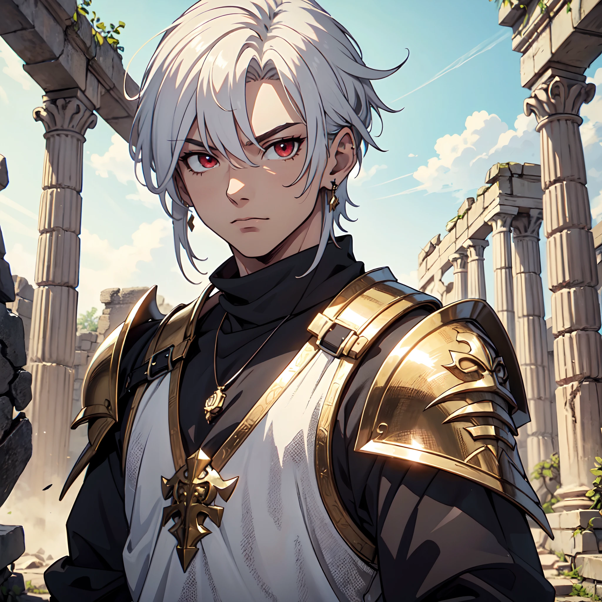 128K Ultra High Definition,
128K Ultra High Quality,
128K Ultra High Resolution,
128K Resolution,
Hyper Detailed,
Hyper Quality,
Hyper Definition,
Perfectly Detailed,
Perfectly Designed,
Masterpiece,
1 Boy,
Anime,
Handsome,
White Hair,
Red Eyes,
Wearing Earrings,
Wearing Necklace,
Armored With Spartan Armor,
Ancient Ruins Background,