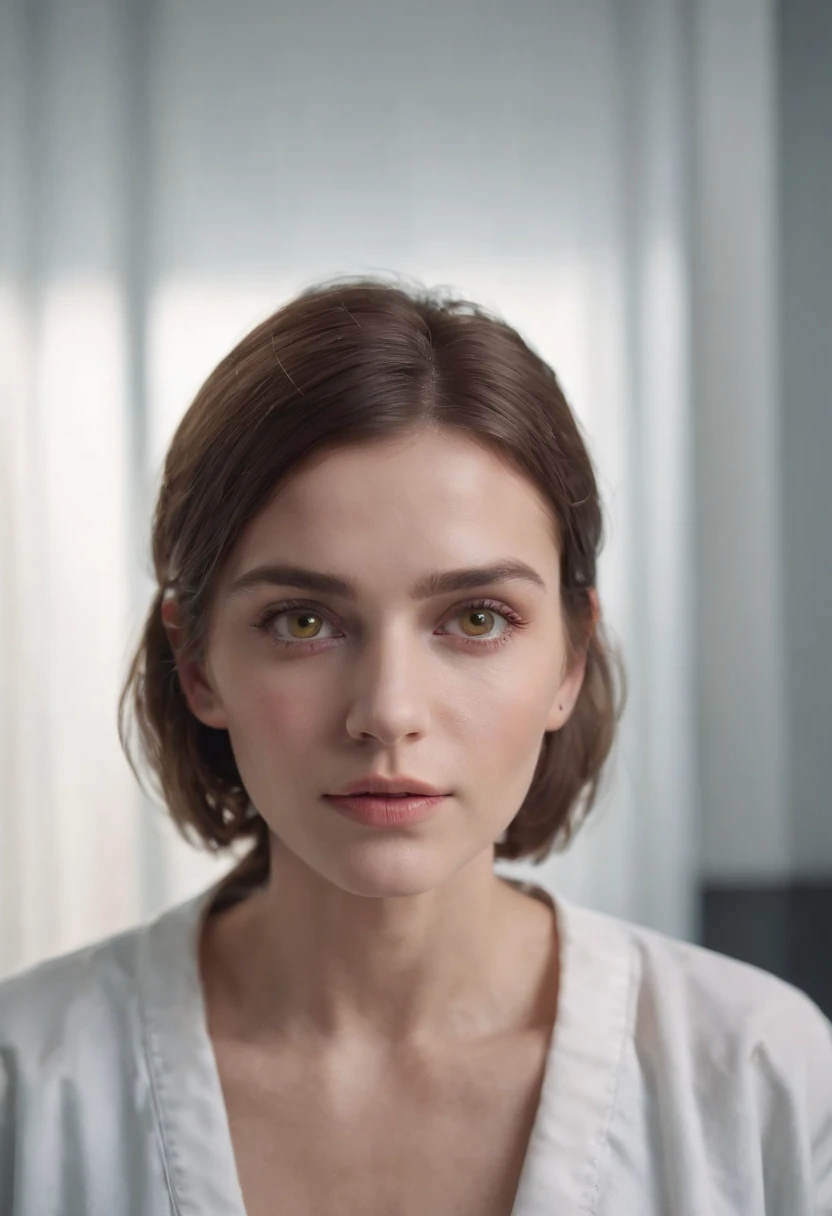 closeup of a european woman, yellow eyes, short brown blobde hair, dark horror hospital background, hospital gown, patience, horror hospital, psycho, in the hospital bed, natural skin texture, 24mm, 4k textures, soft cinematic light, RAW photo, photorealism, photorealistic, intricate, elegant, highly detailed, sharp focus, ((((((cinematic look)))), soft tones, insane details, intricate details, hyperdetailed, low contrast, soft cinematic light, dark colors, exposure mix, hdr, faded