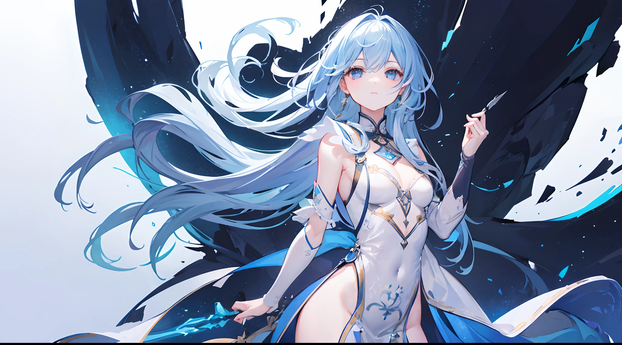 girl with、natta、stele、full bodyesbian、is standing、top-quality、look up sky、delicate、Contrasty