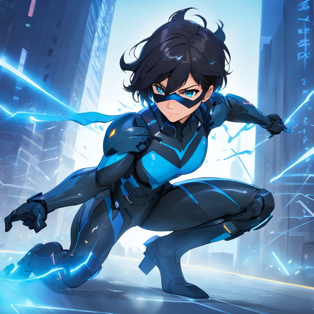 Realistic depiction of an advanced cybersuit, Nightwing от DC Comics, white background