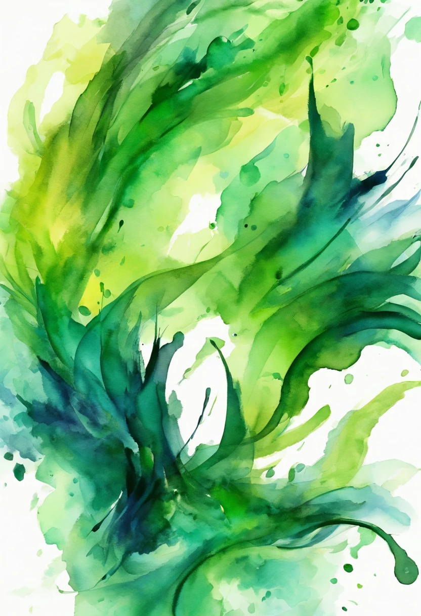 3d aquarela abstrata,fundo escuro,high resolution,alta qualidade,colorido,preto,marom,verde, imagem para dois quadros com continuidade entre eles