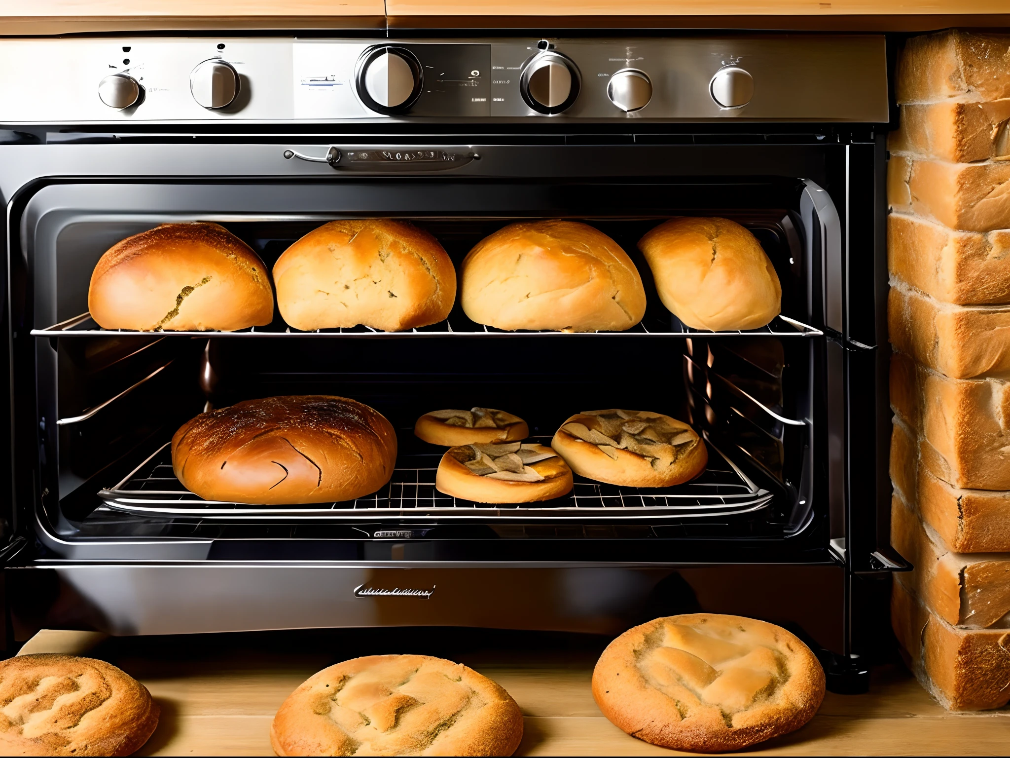 breads and cookies baking in the oven, best quality, masterpiece, award winning