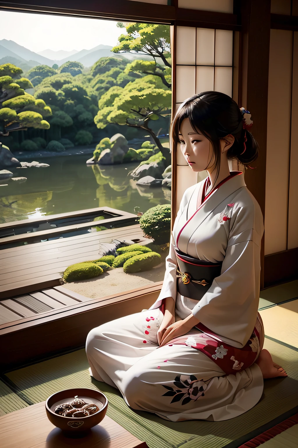 40Female Generation Japan Mix Sitting in a Japanese-style room composure tolerance Clean appearance Nature view from the window