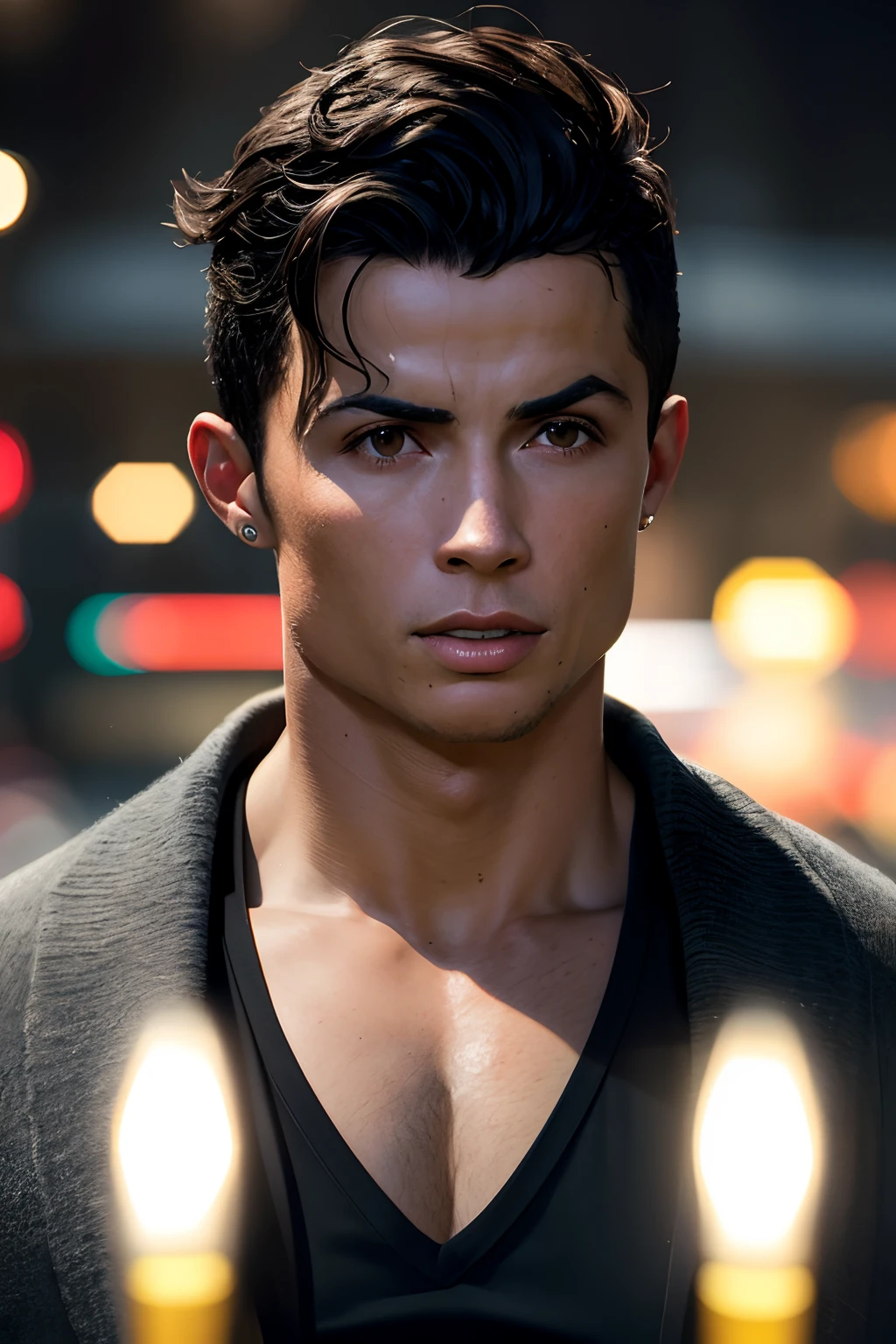 maravilha, Velho Cristiano Ronaldo, realisticamente, dynamic lights, velho, restolho cinza, tiro completo, (extremamente detalhado CG unidade 8k papel de parede), trending on ArtStation, trending in cgsociety, High detail, foco nítido, Dramatic, fotorrealista