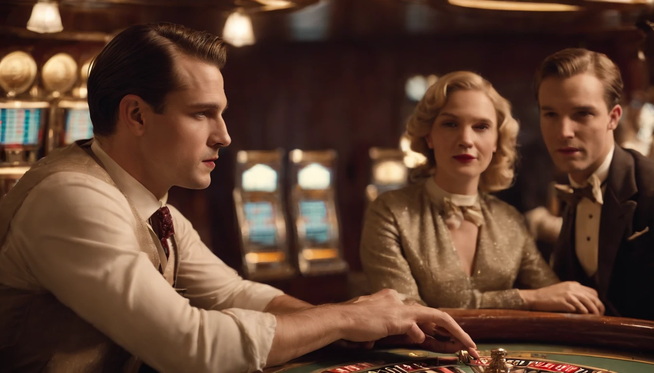 a bad man, smashing slot machines, on a boat in the 1930s