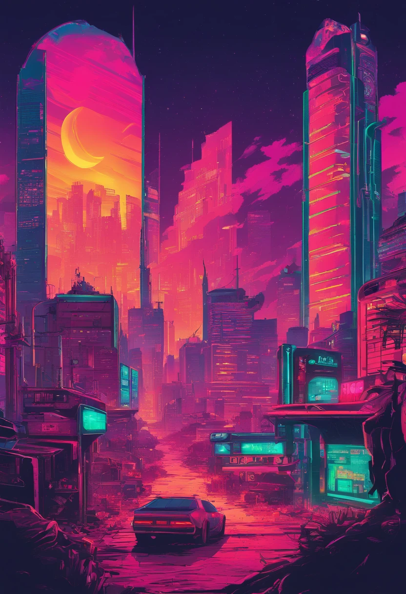 Serious light pollution,A world without sunlight,High-rise buildings are becoming more and more numerous and dense,Some places are dilapidated,There are no plants,The air is stagnant,without humans。
