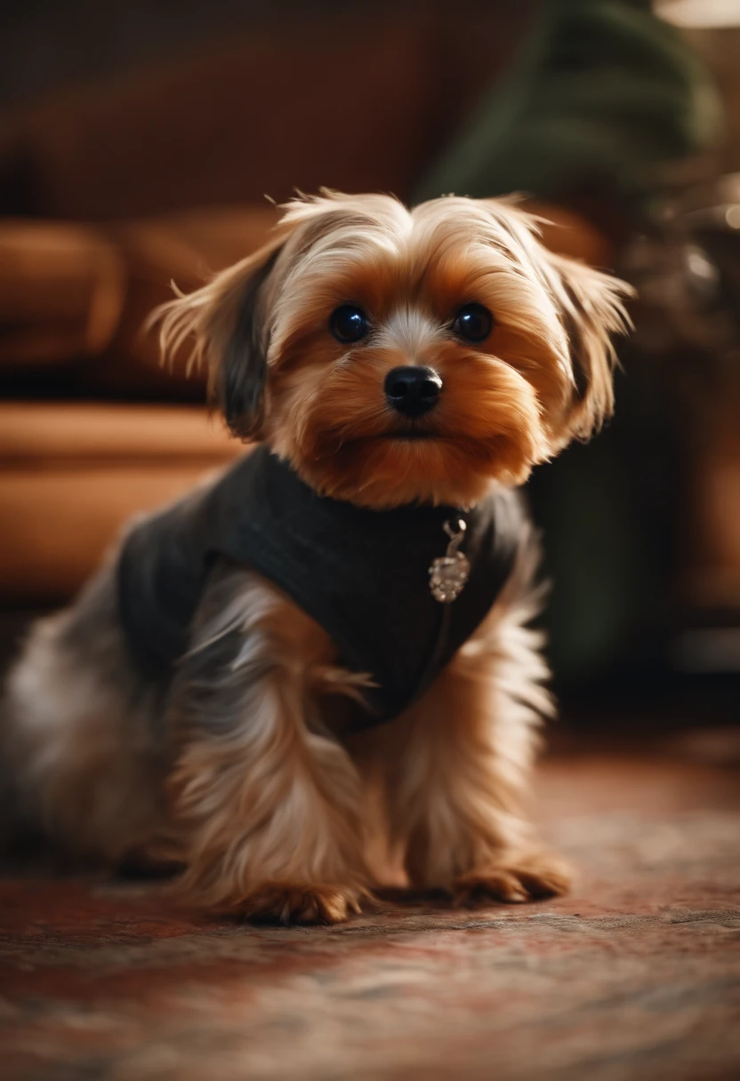 criar um yorkshire terrier mastigando, gnawing a sofa into pieces