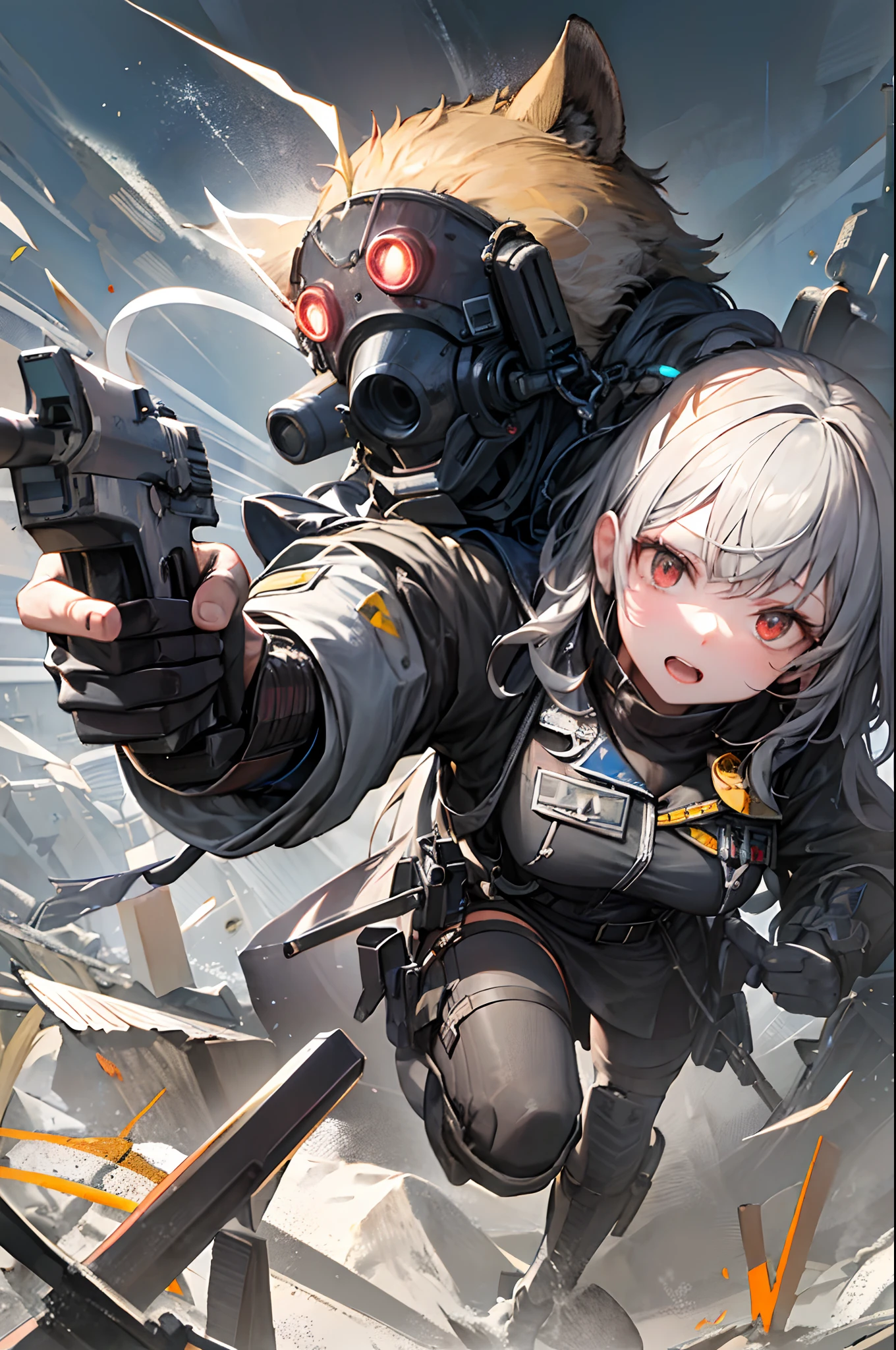 In the neon-lit dystopian realm of CyberPaws, where anthropomorphic soldiers dominate the battlefield, a legendary figure emerges - Rascal, the Raccoon Recon Sniper. Clad in a state-of-the-art battle suit that melds seamlessly with the shadows, this cunning marksman is no ordinary critter.The moonlight casts an eerie glow on the abandoned airstrip, now a hot zone teeming with danger. Fighter planes lie dormant, relics of a bygone era. Rascal perches on the wing of a jet, surveying the desolate terrain. His keen eyes, augmented by advanced cybernetics, lock onto his targets.His helmet's visor displays heads-up display with precision targeting information. The wind whispers secrets of the approaching foes. With steady paws, he raises his sleek sniper rifle, a masterpiece of modern engineering.A squad of rival operatives, rogue renegades, approaches. They're heavily armed and ruthless, but Rascal thrives on the challenge. His heart beats with the rhythm of a true warrior as he lines up the first shot. The crosshairs dance over the enemy, calculating trajectories and weaknesses.One by one, they fall. Rascal's shots are surgical, each round finding its mark with lethal accuracy. His battle suit's advanced exoskeleton enhances his agility, making him a deadly force. The roar of fighter jets taking off in the distance adds to the cacophony of war.The enemies are bewildered, their formations shattered, their bravado replaced with fear. Rascal's legend grows with every pull of the trigger, and the night becomes a canvas of triumph.In the end, the battlefield remains his domain, a testament to his mastery. The sniper raccoon, Rascal, disappears into the shadows, ready for the next mission in CyberPaws' ceaseless war. --auto --s2