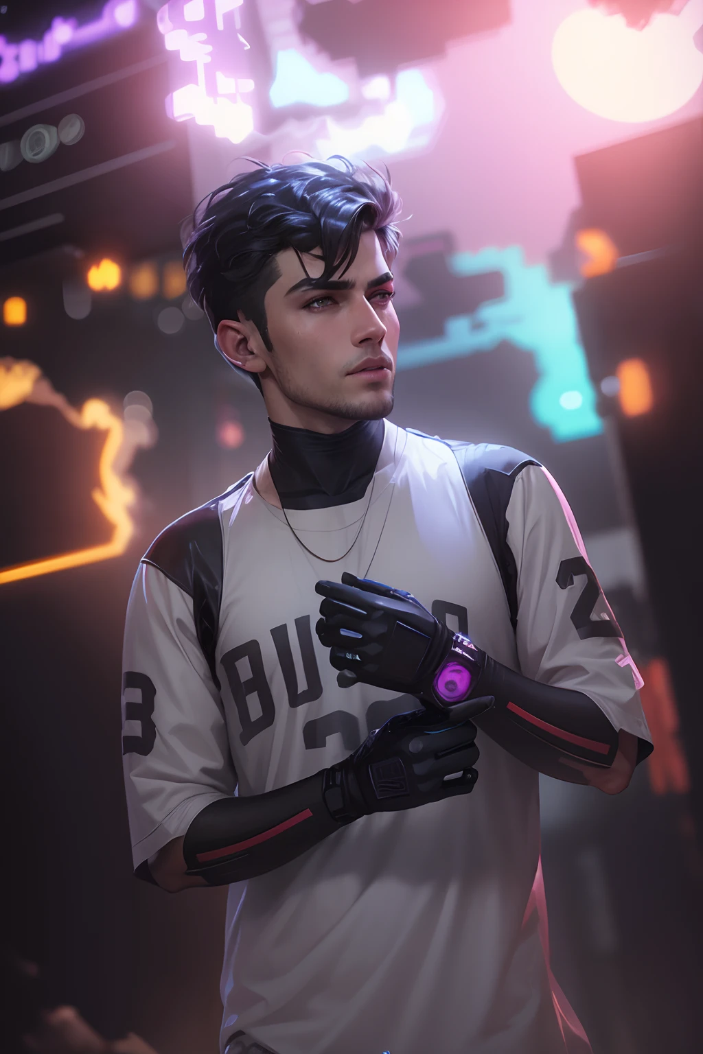 Change background cyberpunk handsome boy,realistic face,Ultra regulation,8k