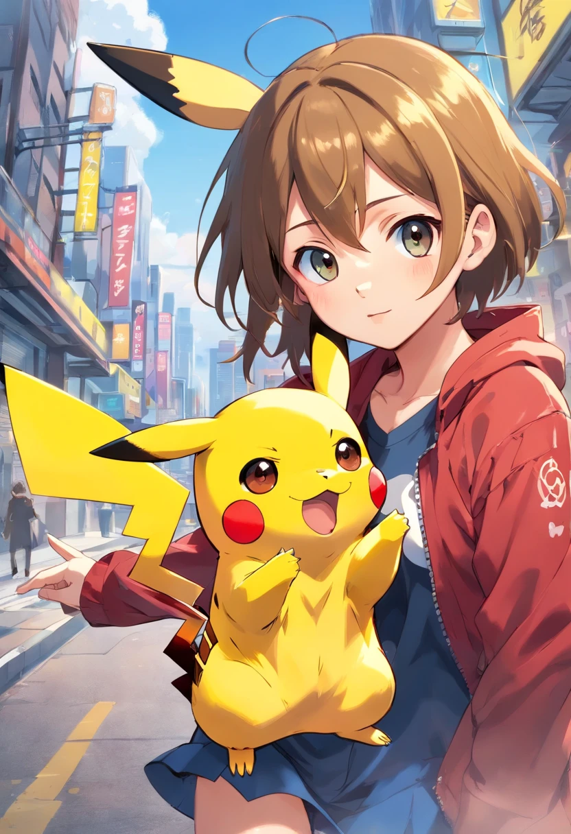 Pikachu with Zemmour's head is playful and cute,Vive et agile,Poils mous jaunes,Face rouge,Big sparkling eyes,Mignonnes petites oreilles pointues。(pikachu:1.5)