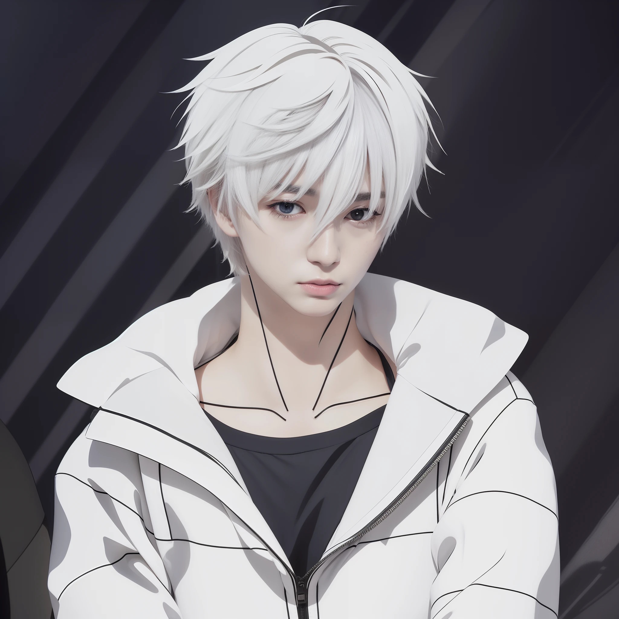 1 man, Nagi Seishiro, White hair, short hair, white vest, realistic, ultra detail, 70mm lens