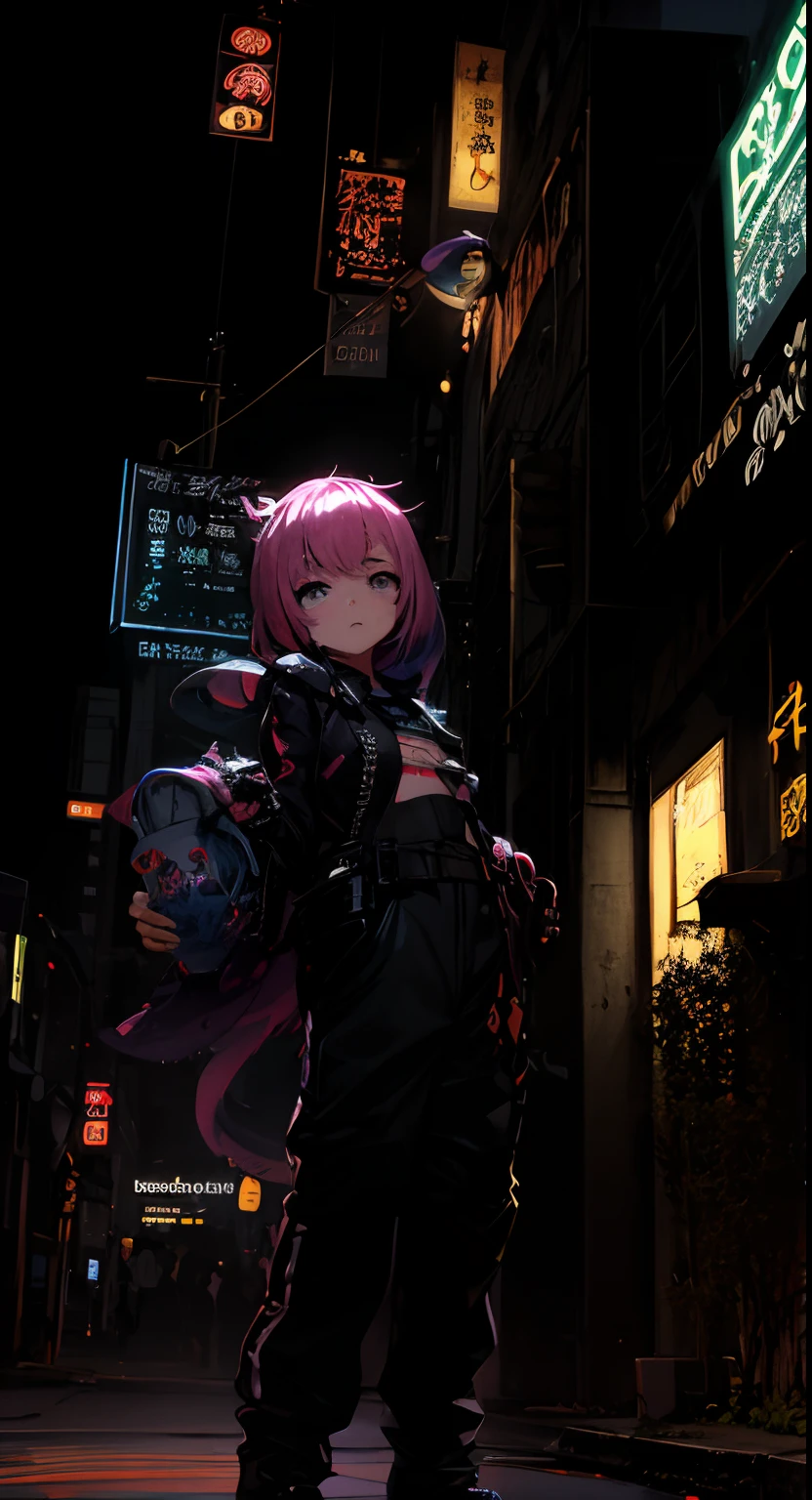 Anime characters in the city of the night with neon lights, Digital Cyberpunk Anime Art, Stylized anime, tentacles around, Fine details. Anime. tentacles, digital cyberpunk - anime art, anime cyberpunk art, humanoid pink female squid girl, cyberpunk medusa, inspired by Ross Tran, wlop and krenz cushart, ross tran style