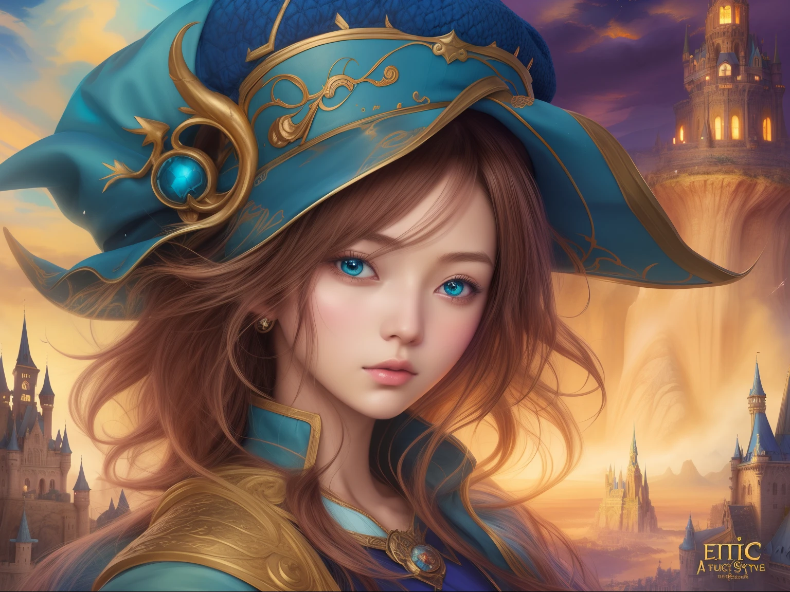 a painting of a girl with a blue hat and a castle in the background, fantasy art style, fantasy style art, beautiful character painting, cute detailed digital art, anime fantasy illustration, epic fantasy art style, digital 2d fantasy art, artgerm. anime illustration, detailed fantasy digital art, artgerm on artstation pixiv, epic fantasy art style hd